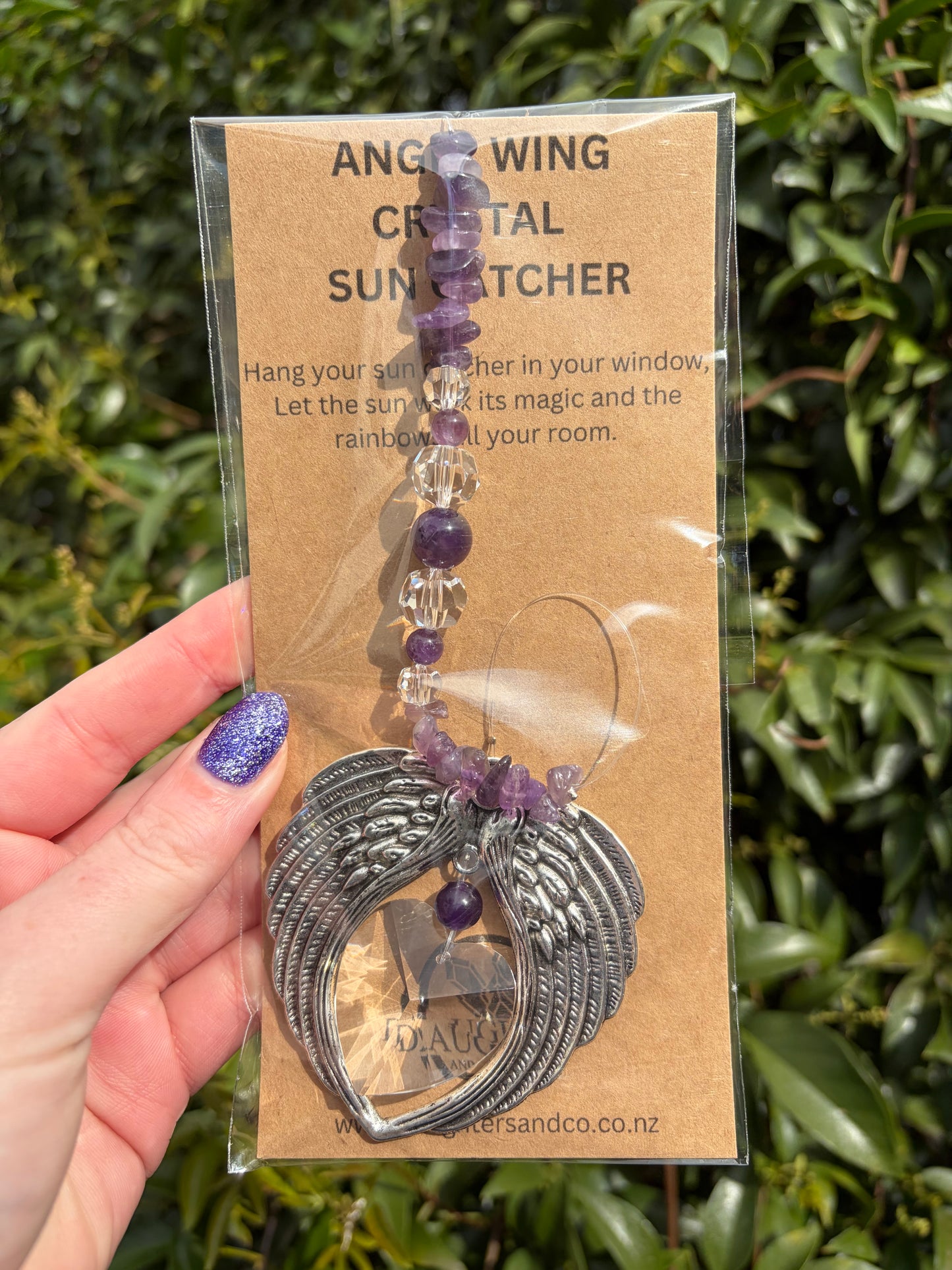 Amethyst | Angel Wing Heart Sun Catcher A