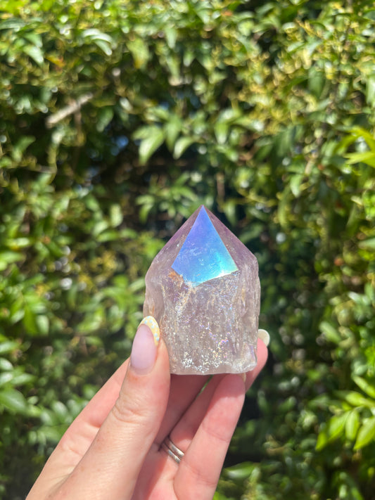 Aura Amethyst Semi Polished Point B