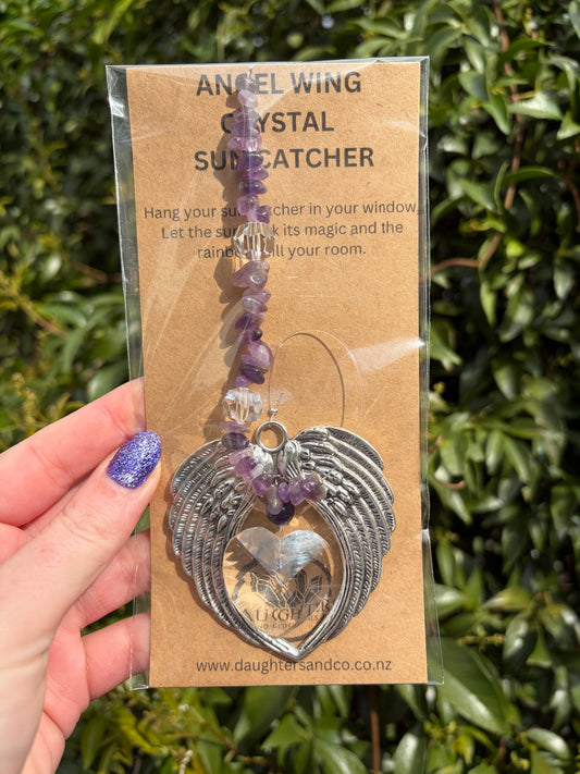 Amethyst | Angel Wing Heart Sun Catcher B