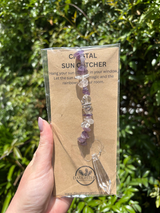 Amethyst & Clear Quartz | Point Sun Catcher