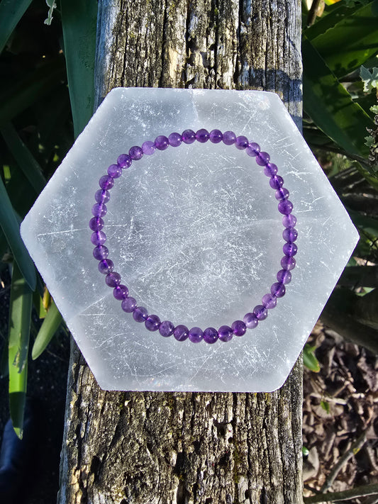 Amethyst | Round Bead Bracelet 4 mm
