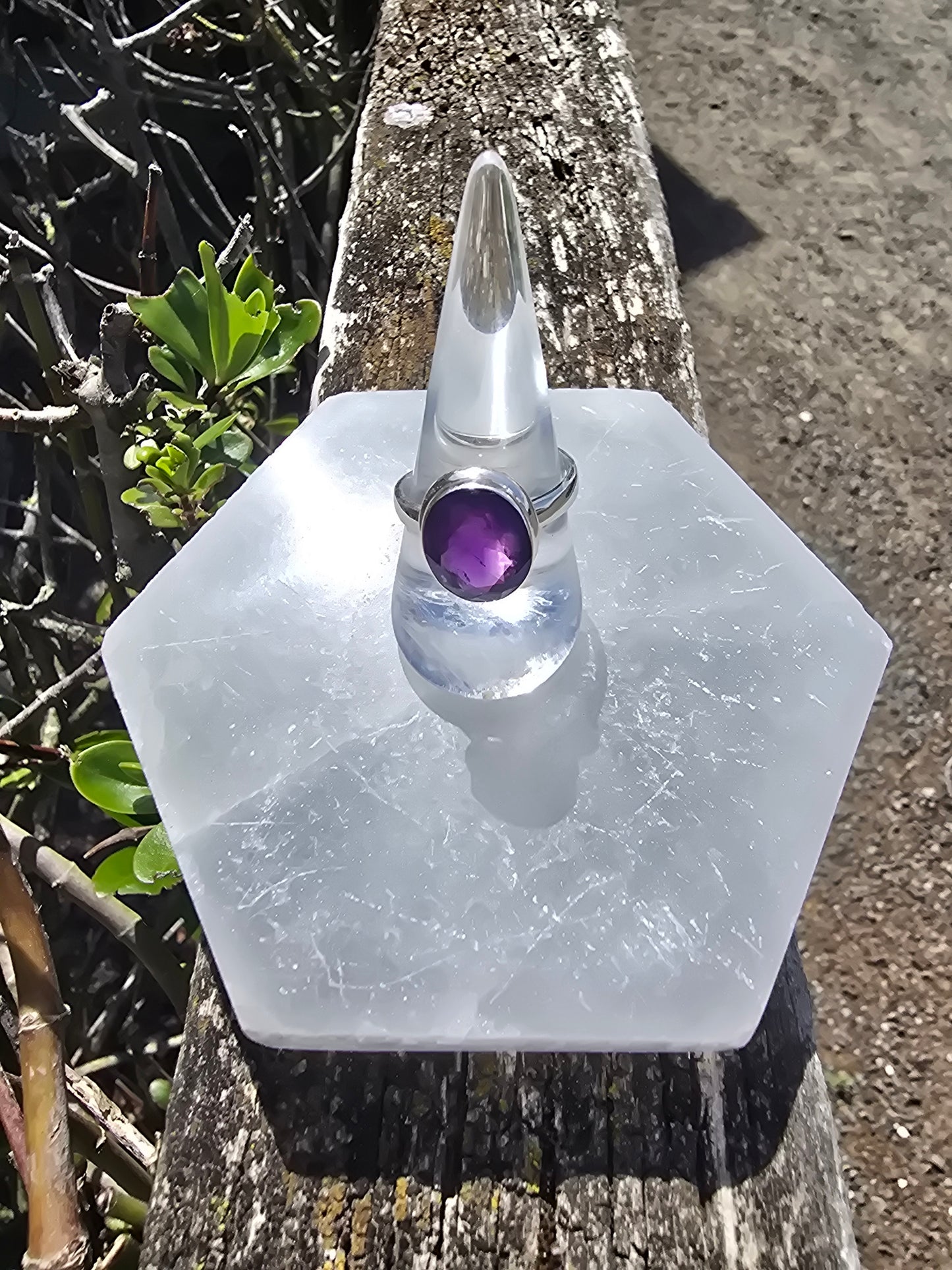 Amethyst | Faceted Sterling Silver Adjustable Ring B
