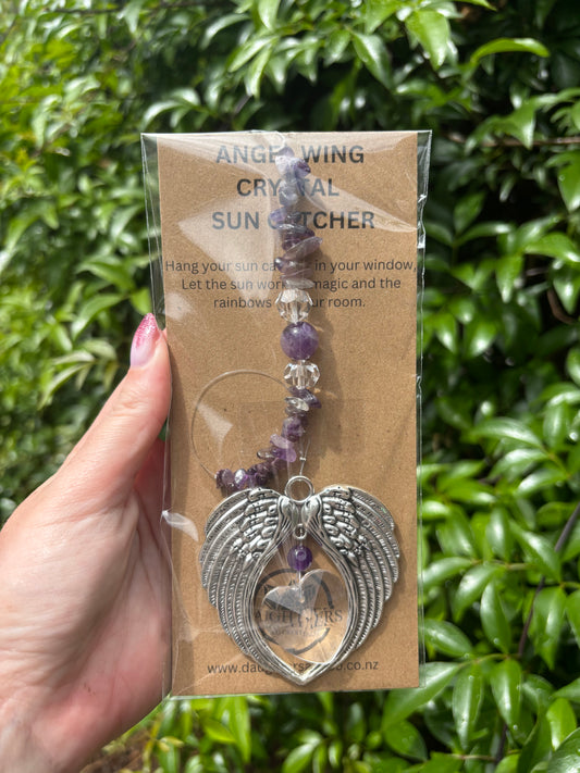 Amethyst | Angel Wing Heart Sun Catcher