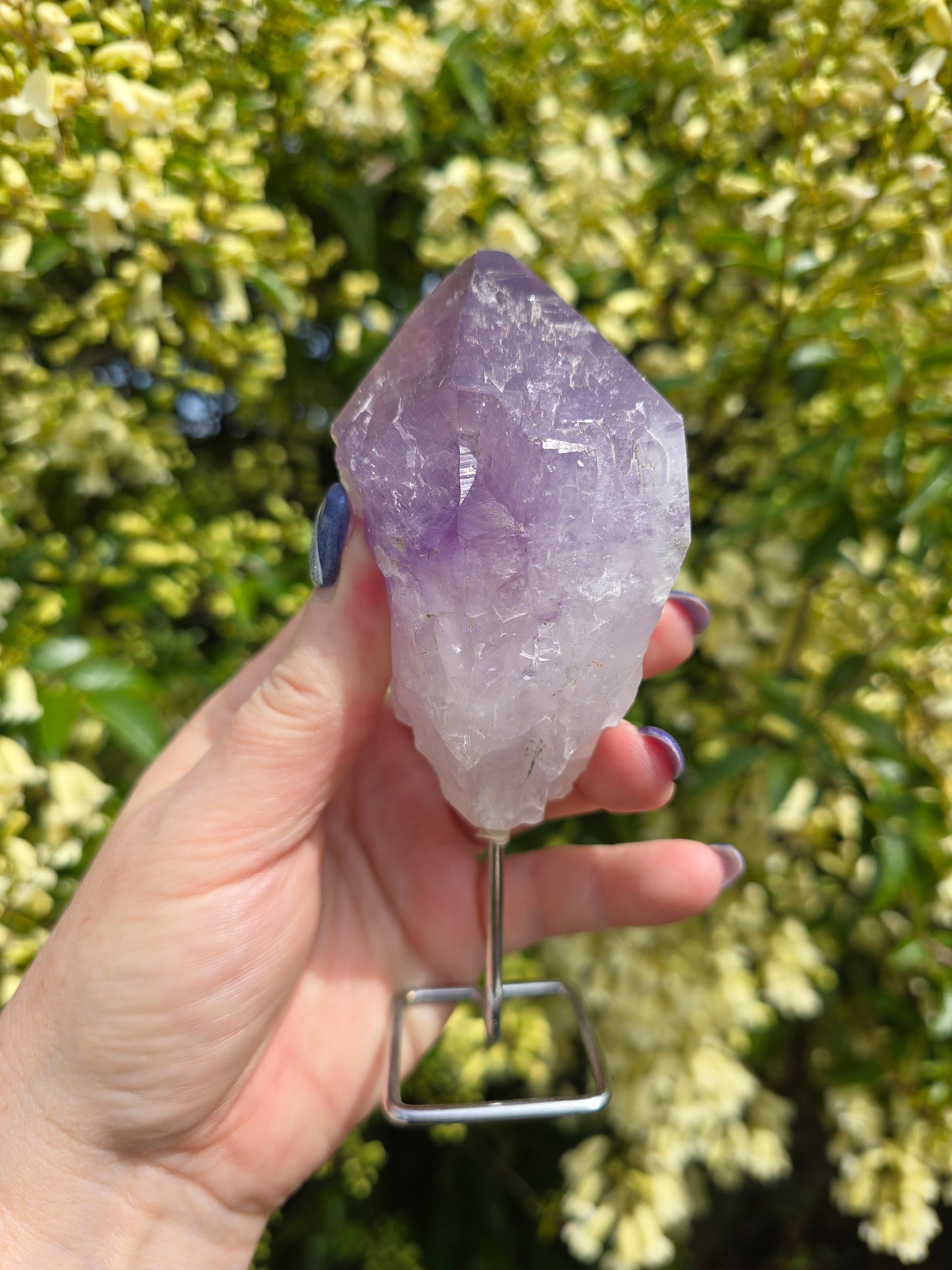 Amethyst Rough Point On Metal Stand A