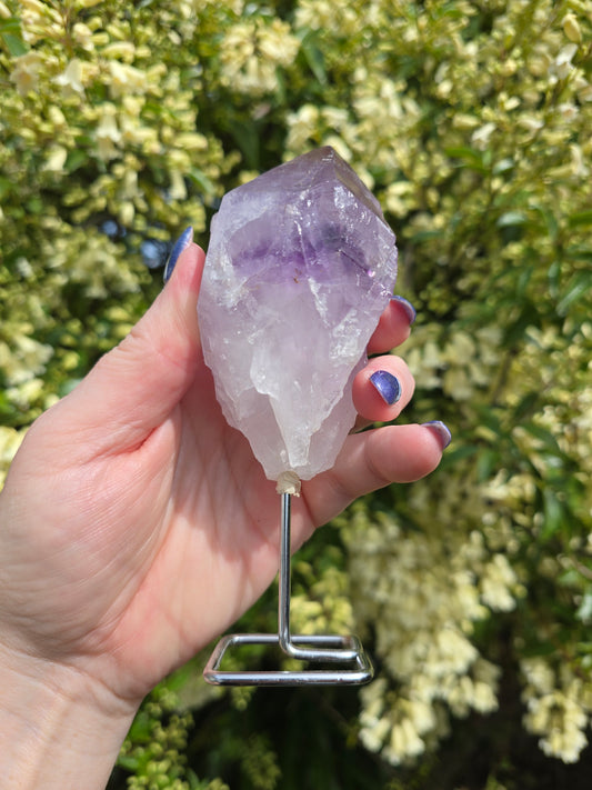 Amethyst Rough Point On Metal Stand A