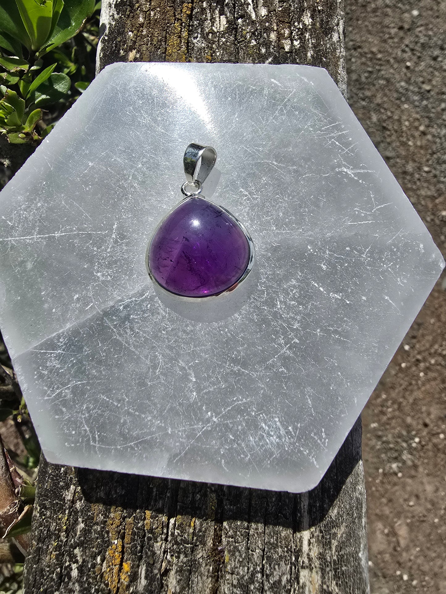 Amethyst | Polished Sterling Silver Pendant D