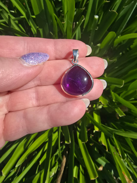 Amethyst | Polished Sterling Silver Pendant D