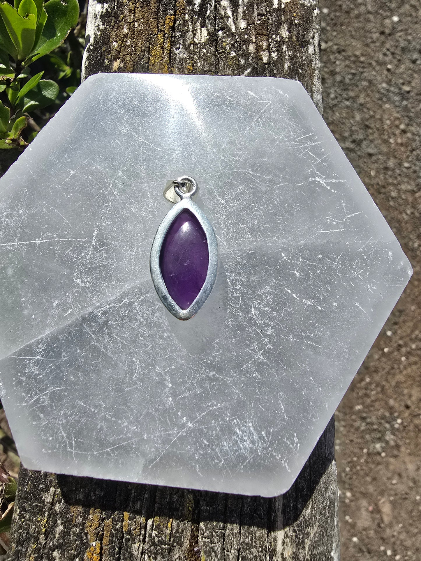 Amethyst | Polished Sterling Silver Pendant E