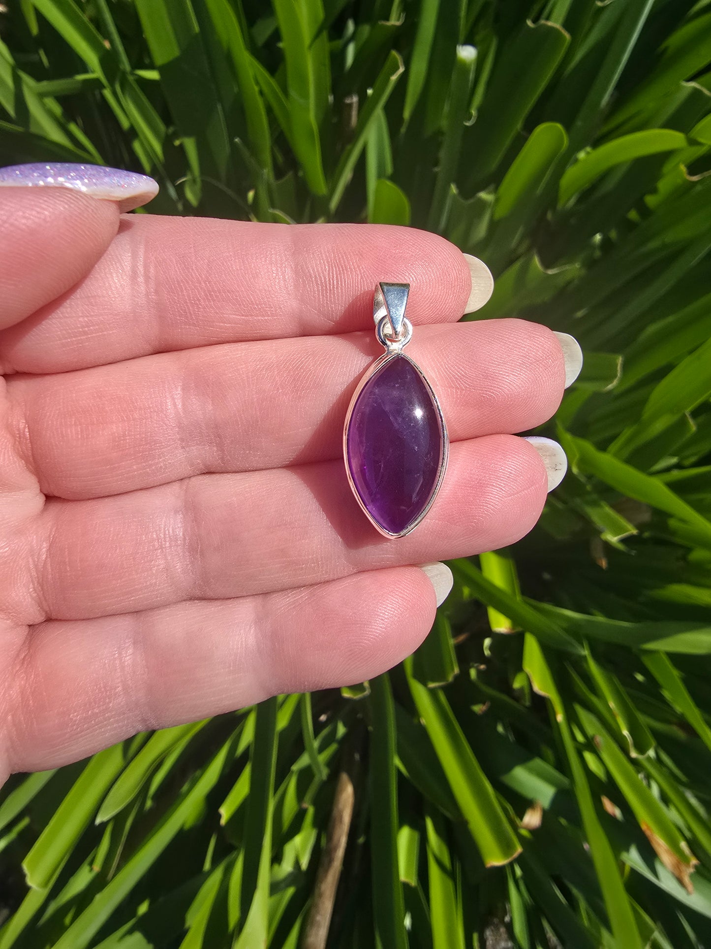Amethyst | Polished Sterling Silver Pendant E