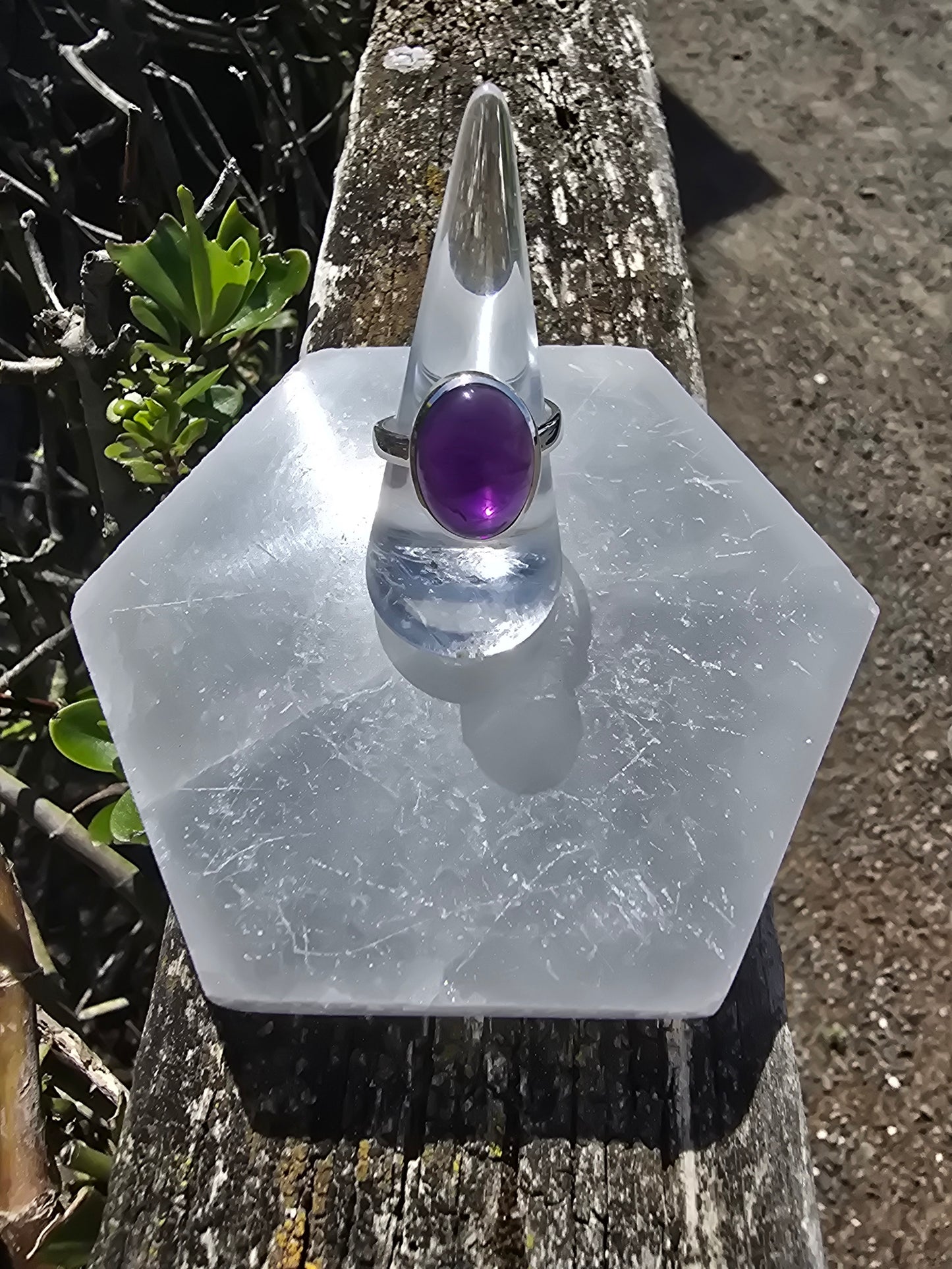 Amethyst | Polished Sterling Silver Adjustable Ring A