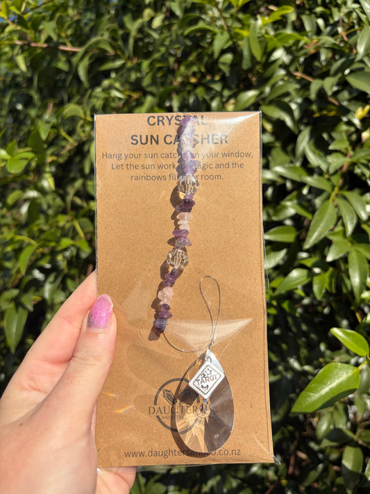 Amethyst & Rose Quartz | Tear Drop Sun Catcher