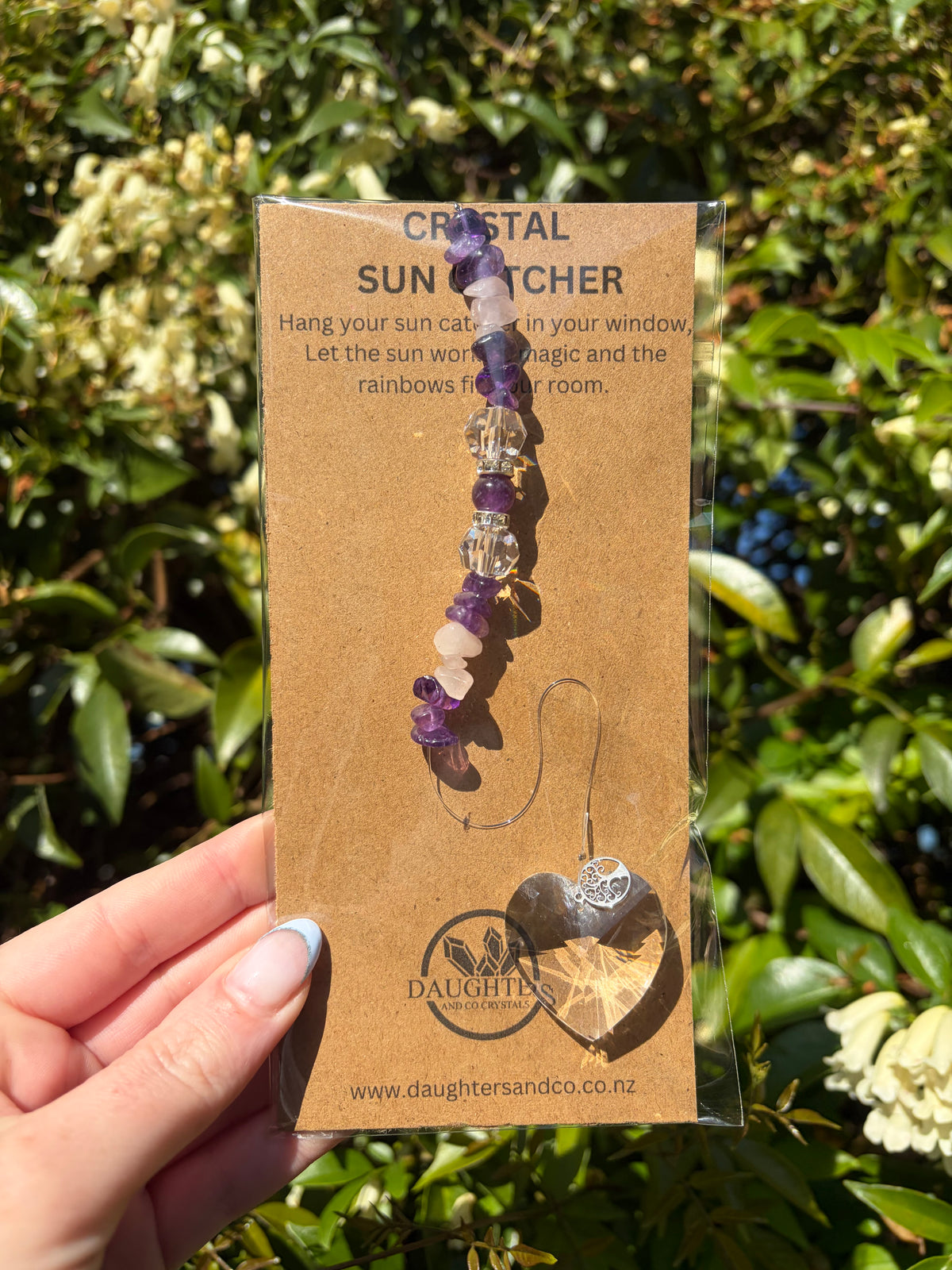 Amethyst & Rose Quartz | Heart Sun Catcher