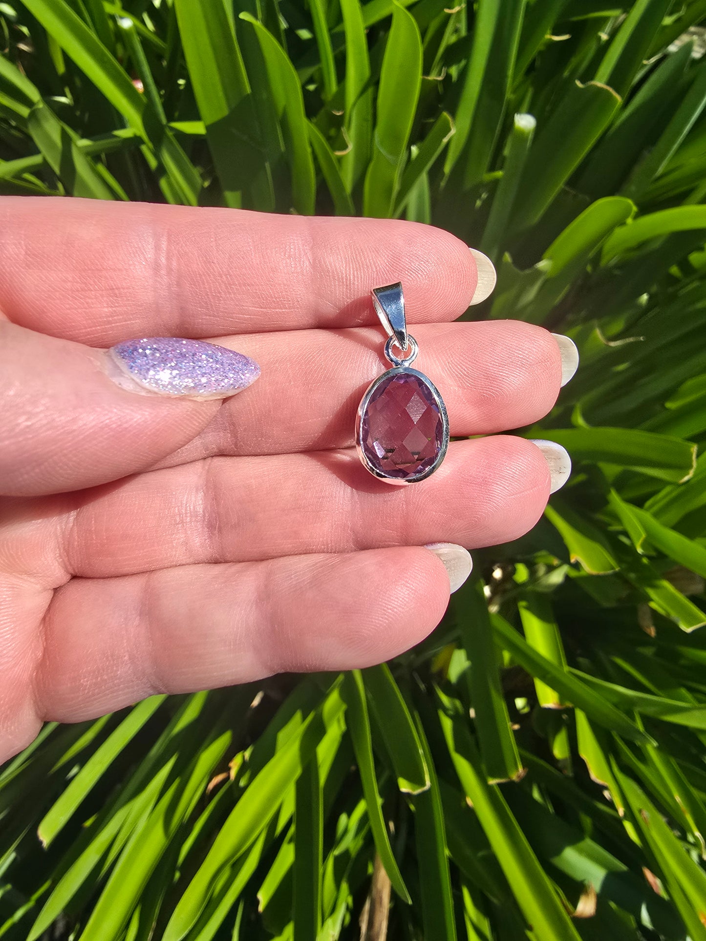 Amethyst | Rose Cut Sterling Silver Pendant A