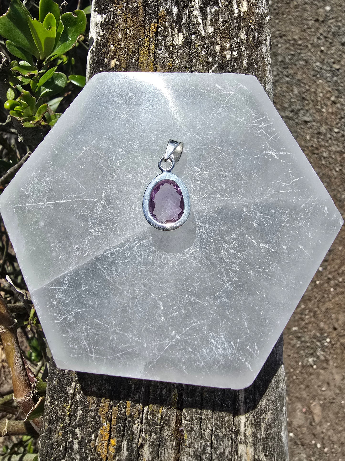 Amethyst | Rose Cut Sterling Silver Pendant C