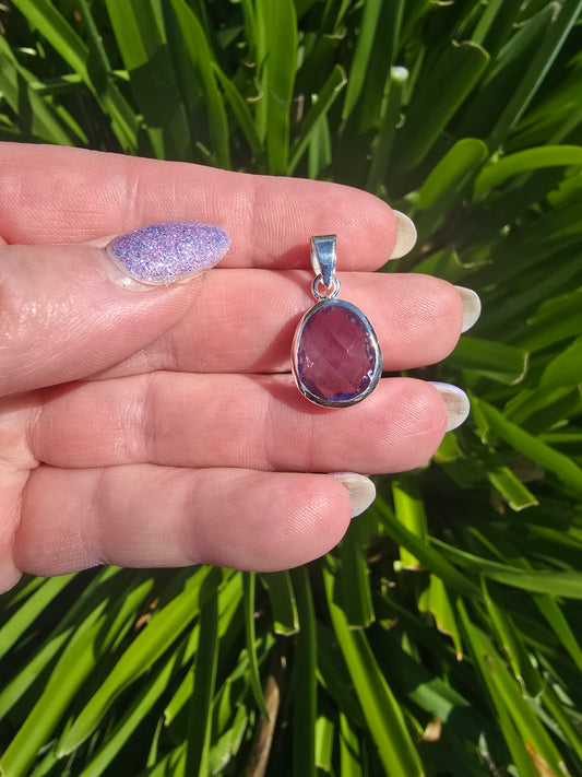 Amethyst | Rose Cut Sterling Silver Pendant B