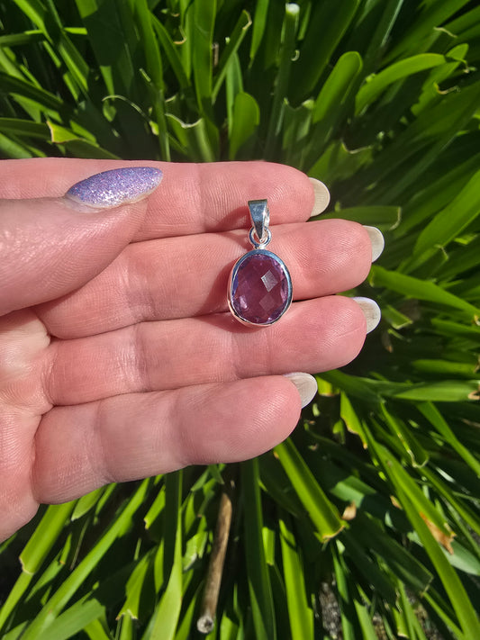 Amethyst | Rose Cut Sterling Silver Pendant C