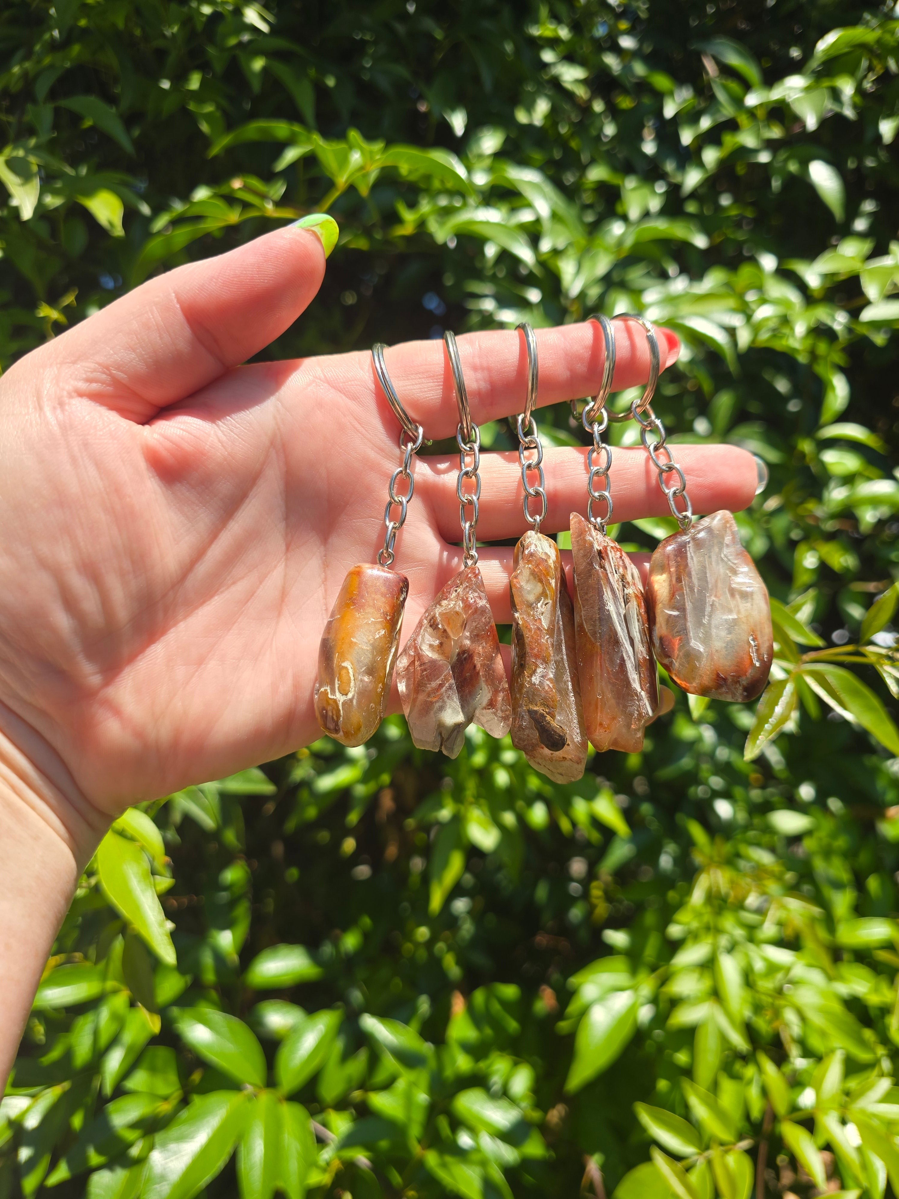 Amphibole Quartz Tumbled Stone Keyring – Daughters And Co Crystals