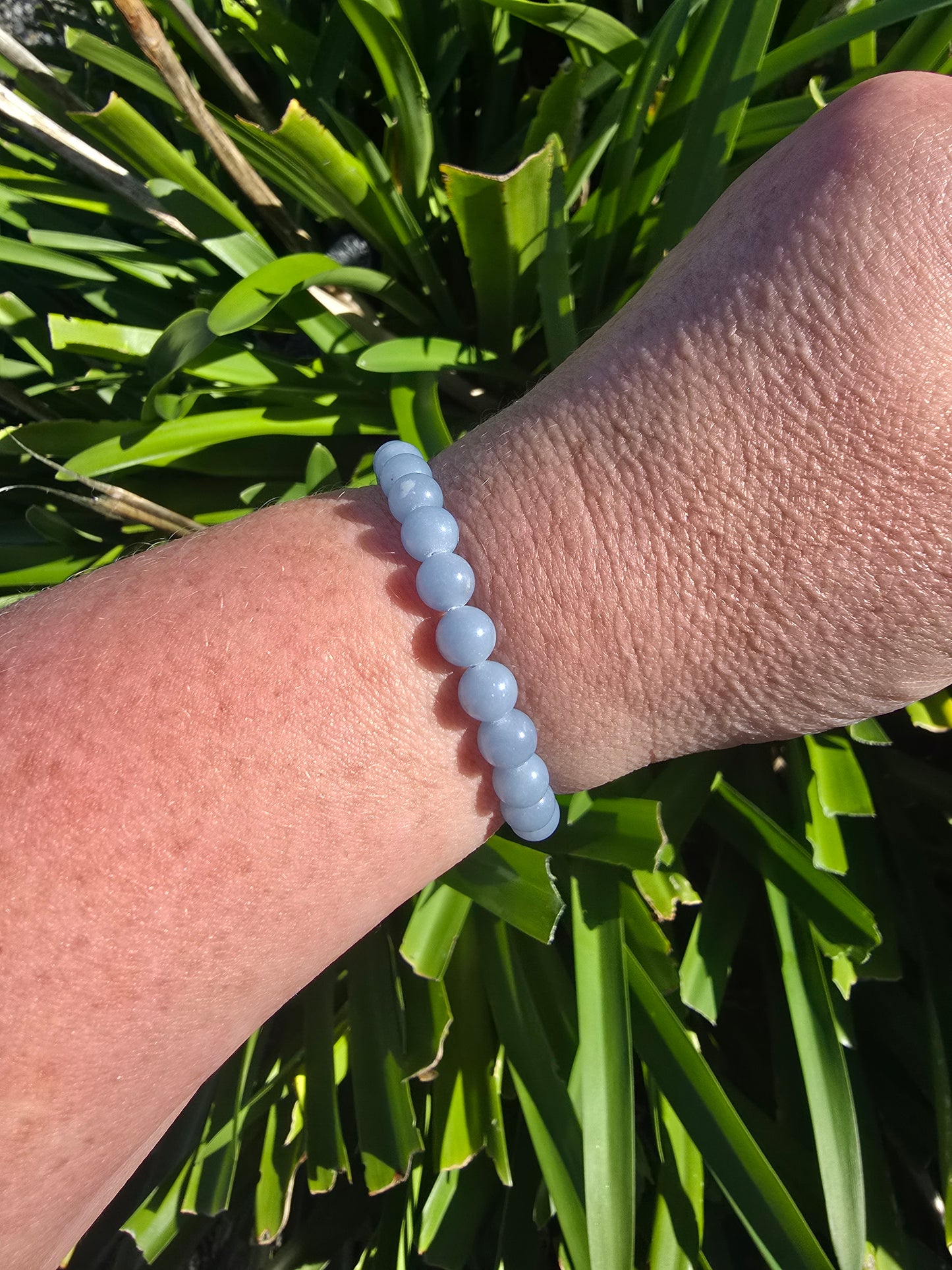 Angelite | Small round Bead Bracelet