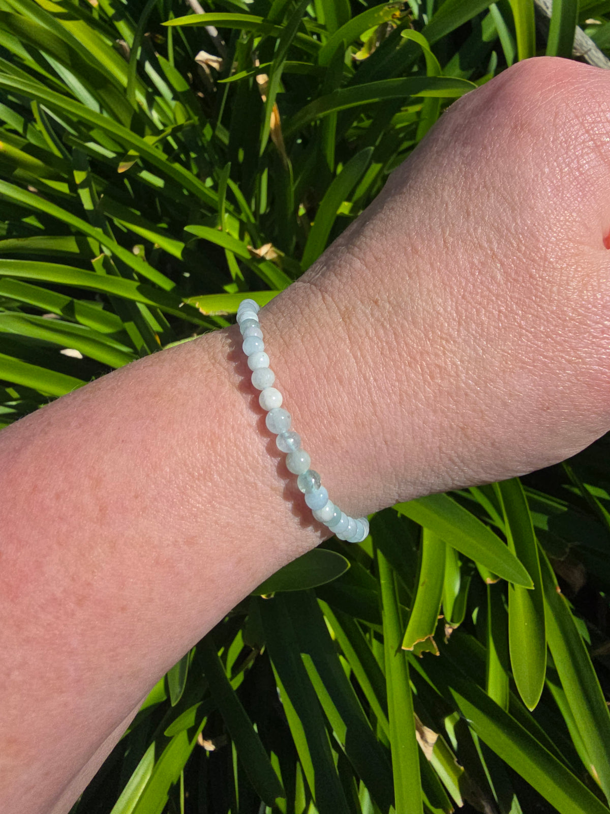 Aquamarine | Round Bead Bracelet 4 mm