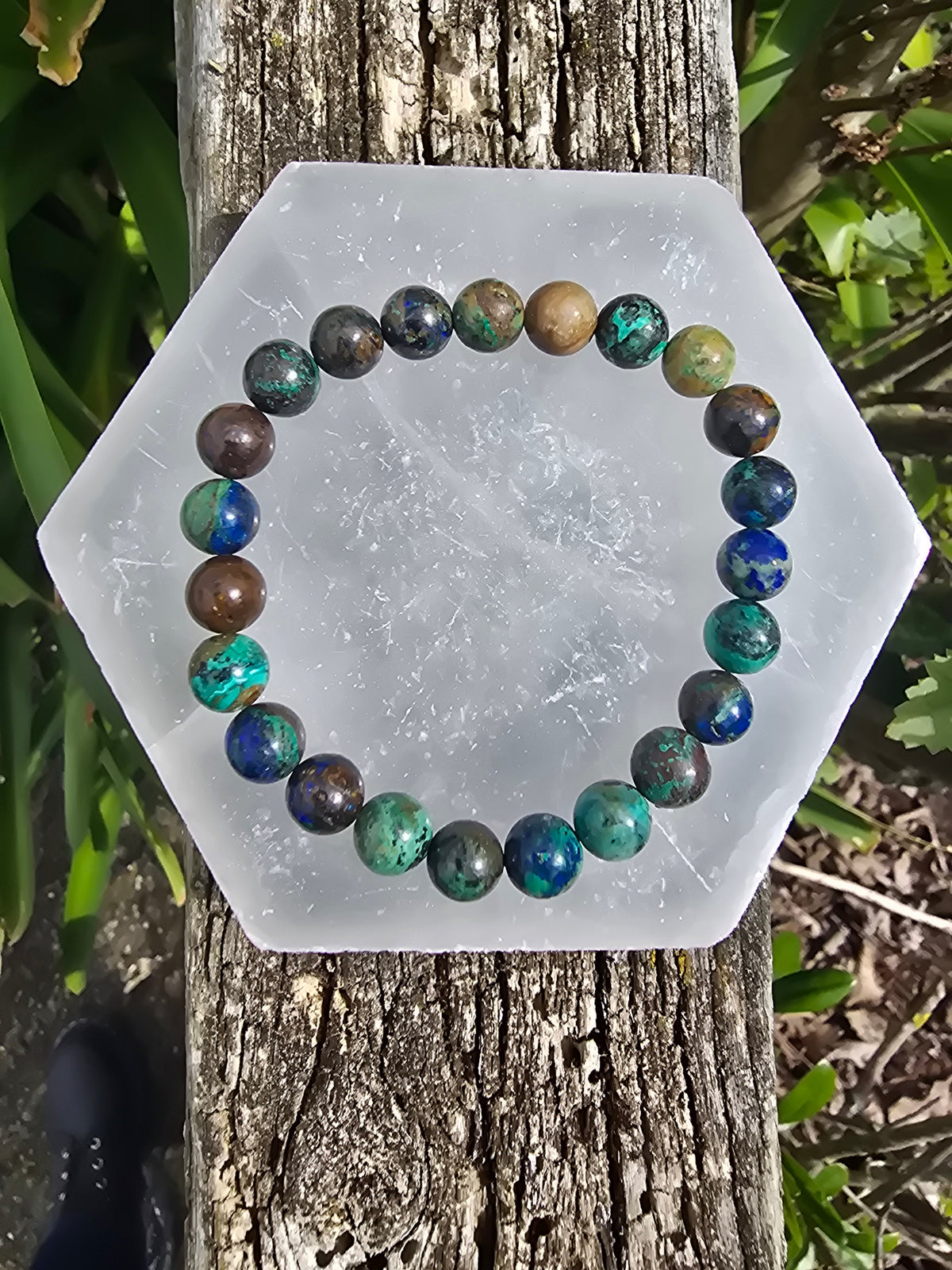 Azurite | Round Bead Bracelet 8 mm