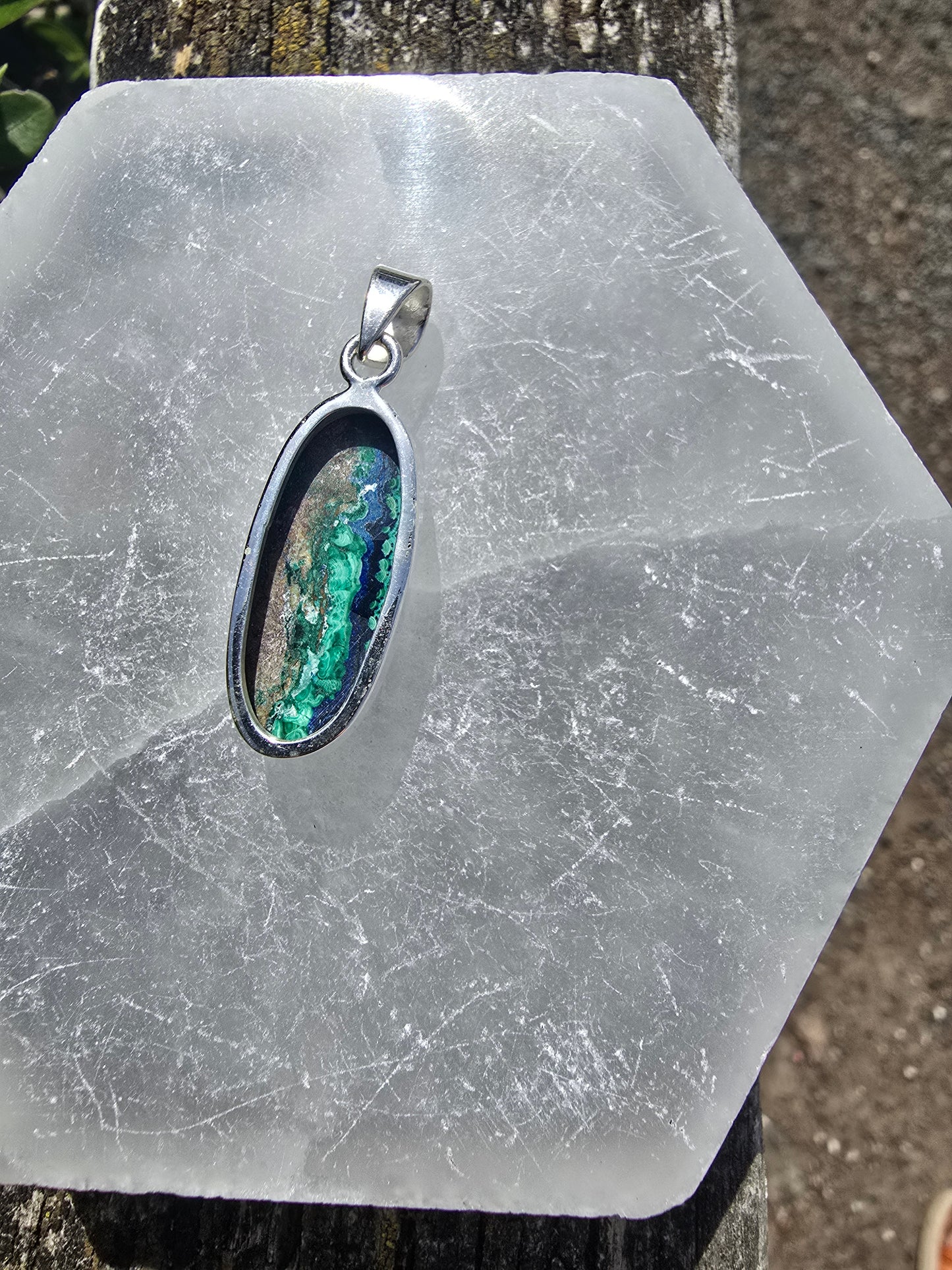 Azurite & Malachite | Polished Sterling Silver Pendant A