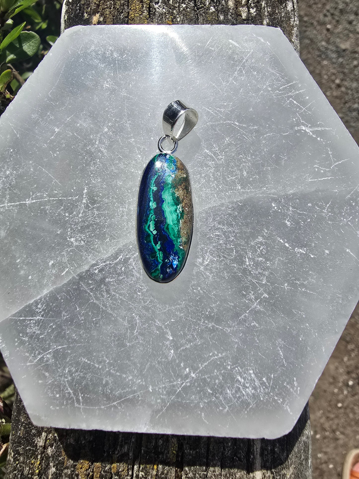 Azurite & Malachite | Polished Sterling Silver Pendant A