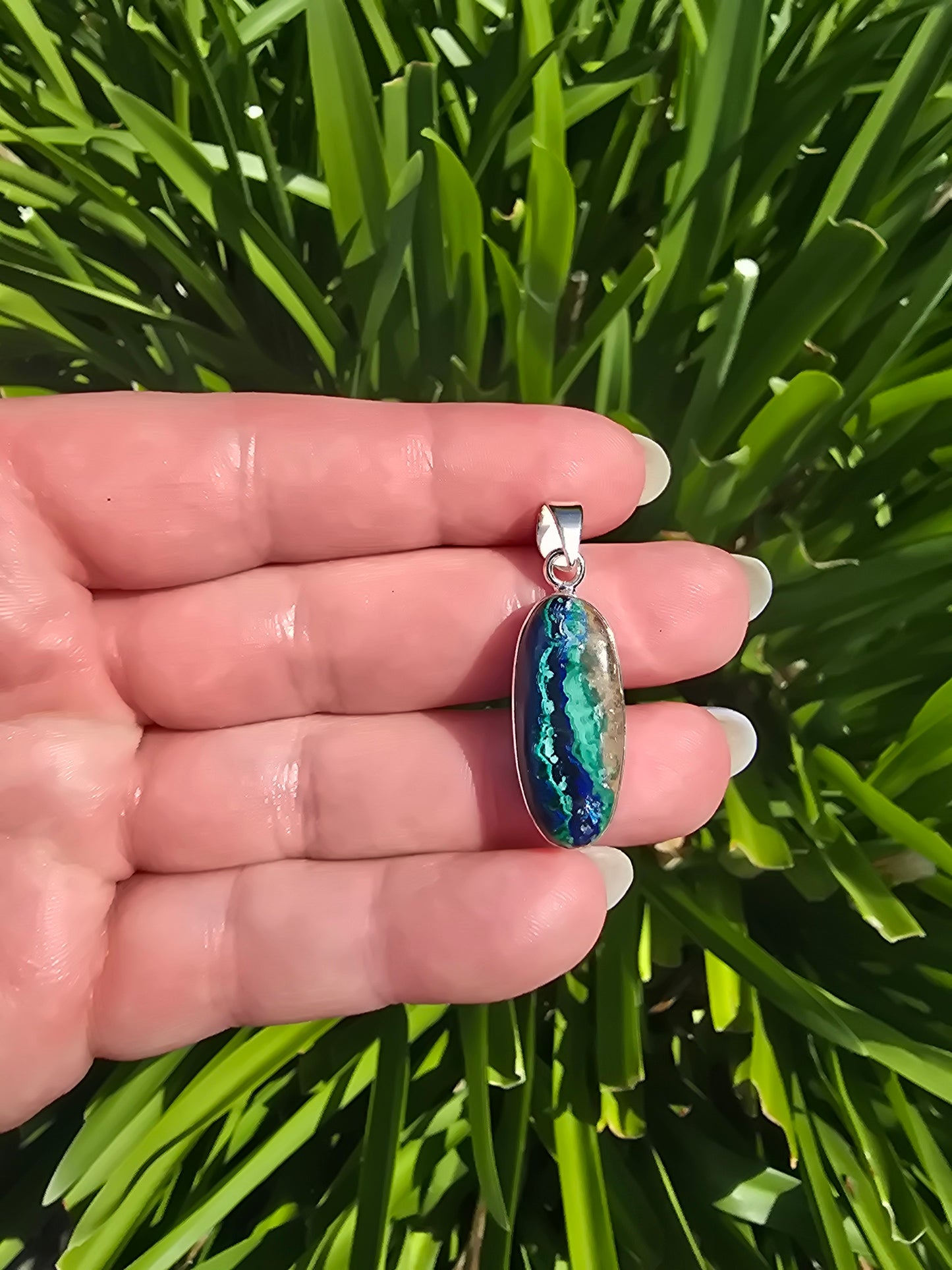 Azurite & Malachite | Polished Sterling Silver Pendant A