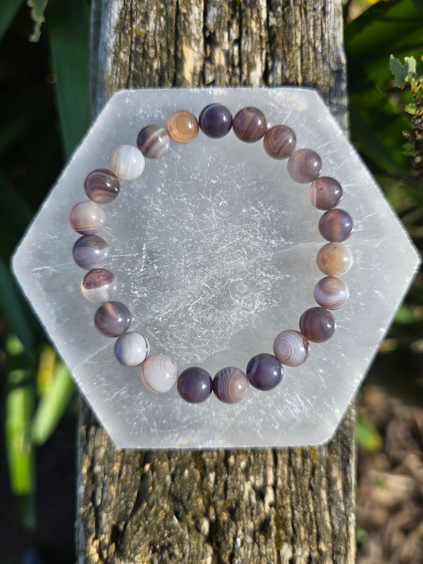 Banded Agate | Round Bead Bracelet 8 mm