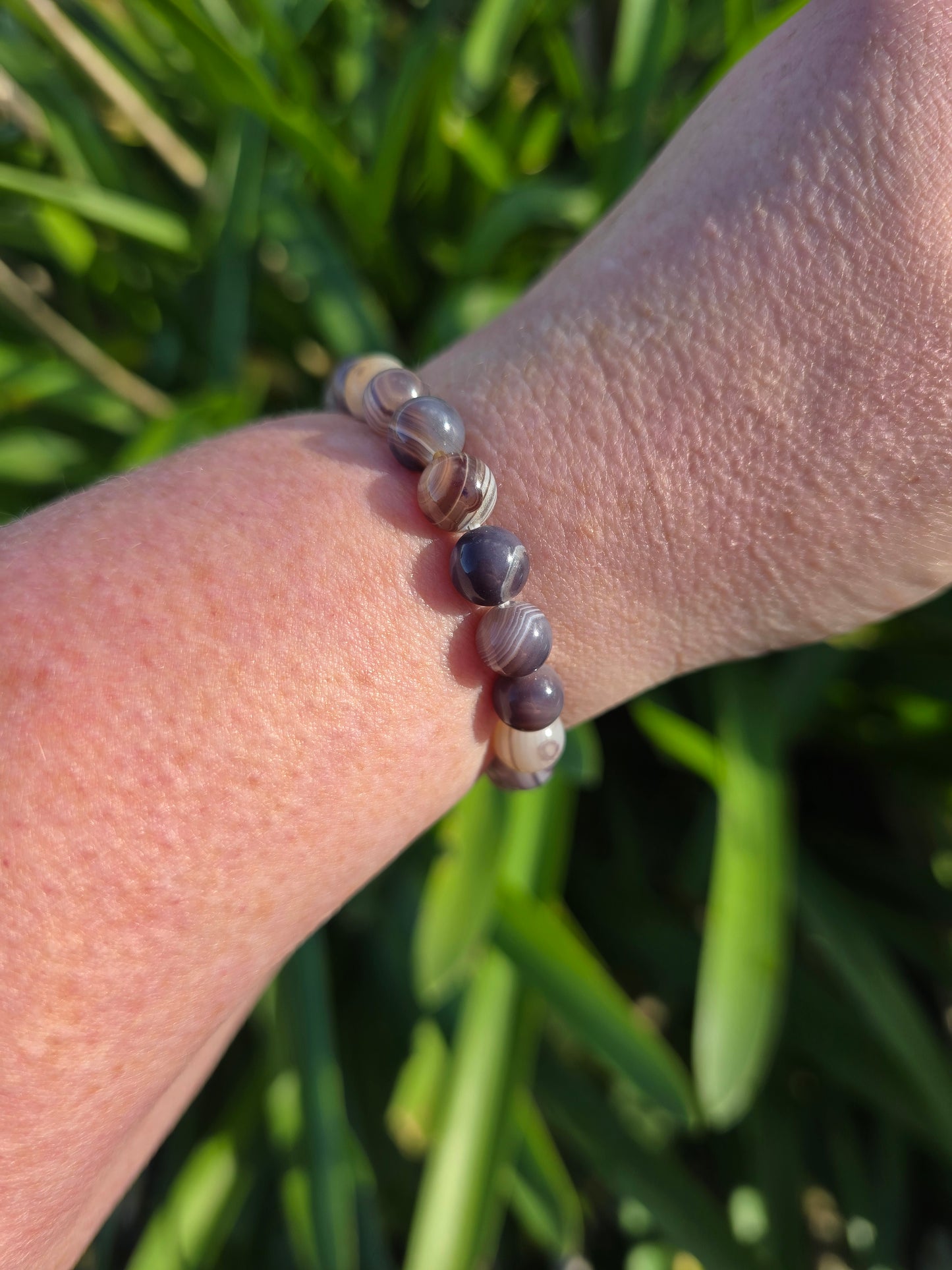 Banded Agate | Round Bead Bracelet 8 mm