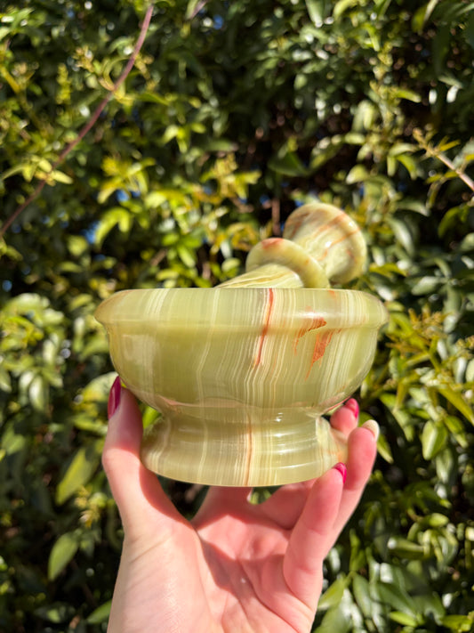 Banded Calcite Large Mortar & Pestle