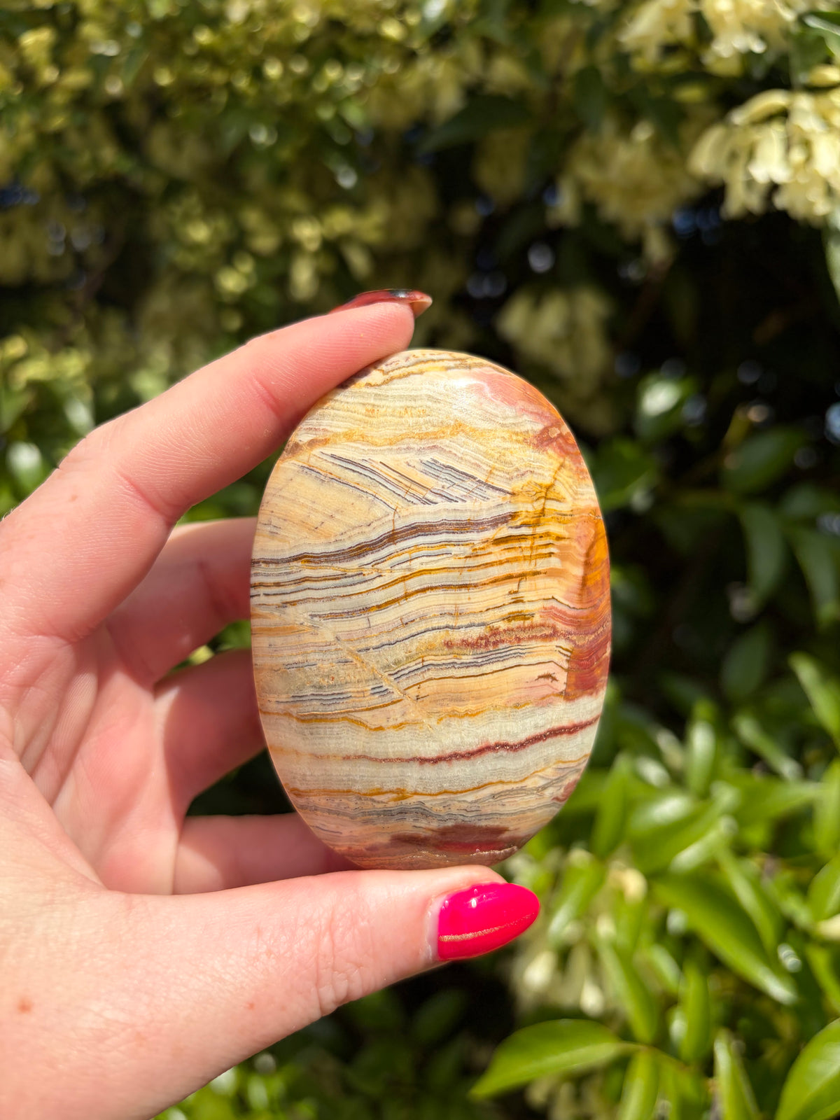 Banded Calcite Medium Palm Stone A