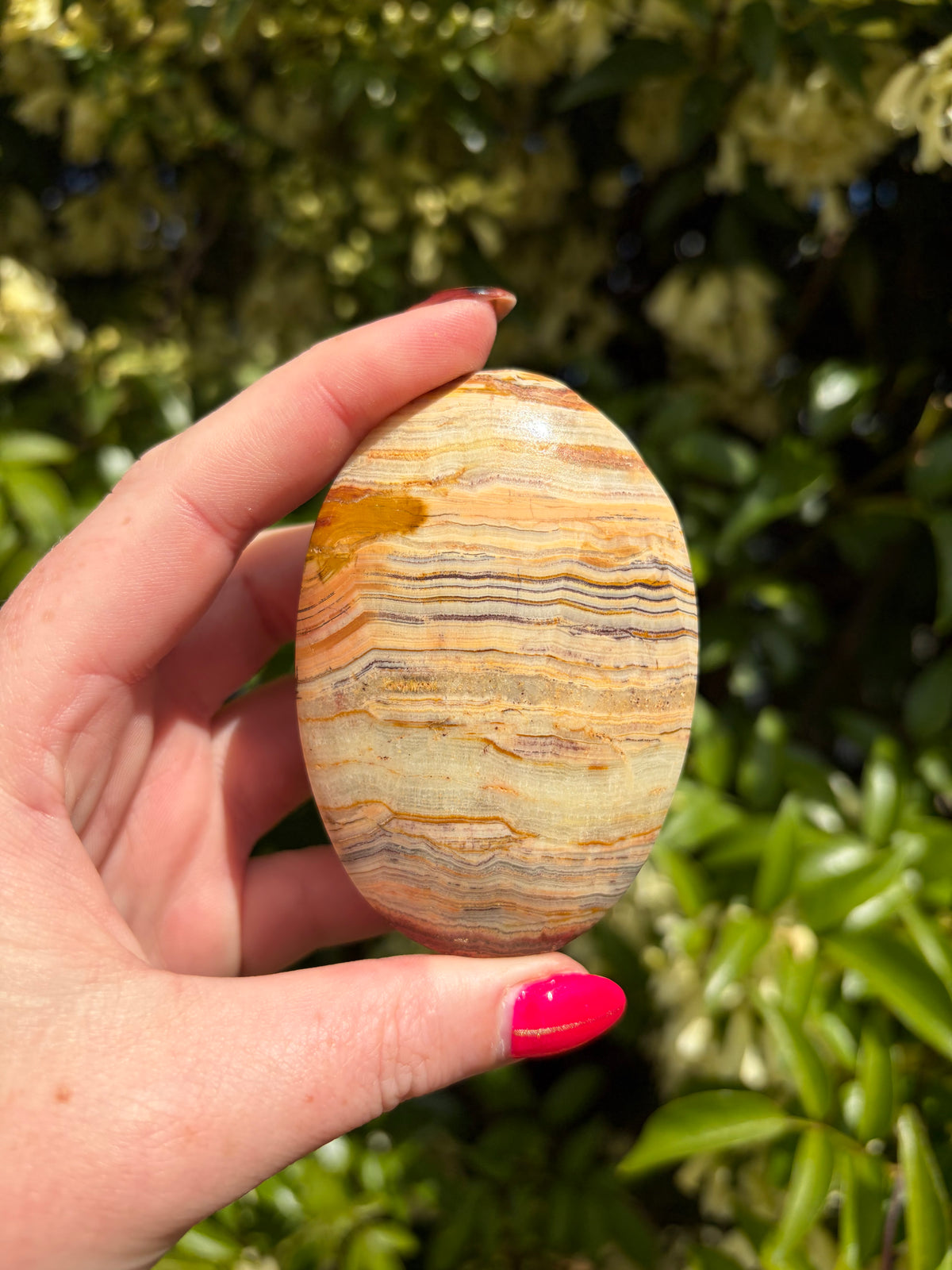 Banded Calcite Medium Palm Stone B