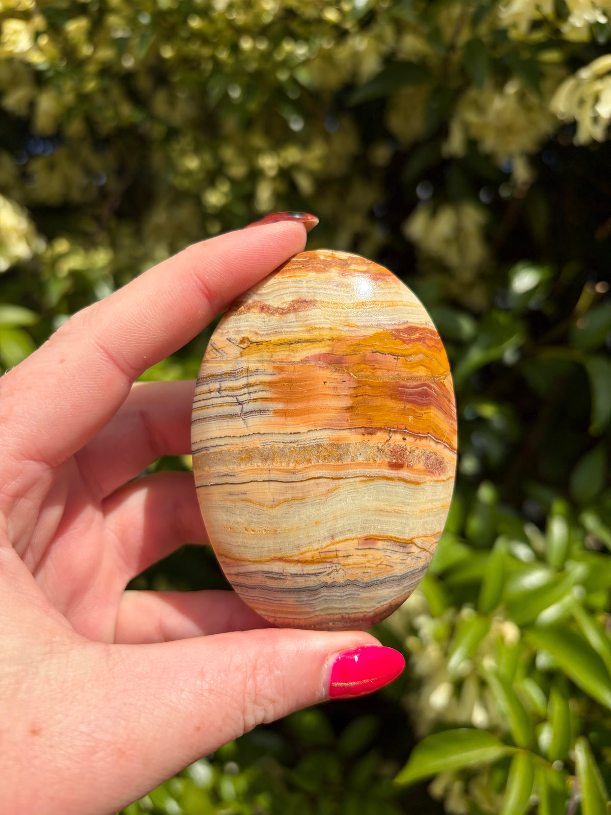 Banded Calcite Medium Palm Stone B