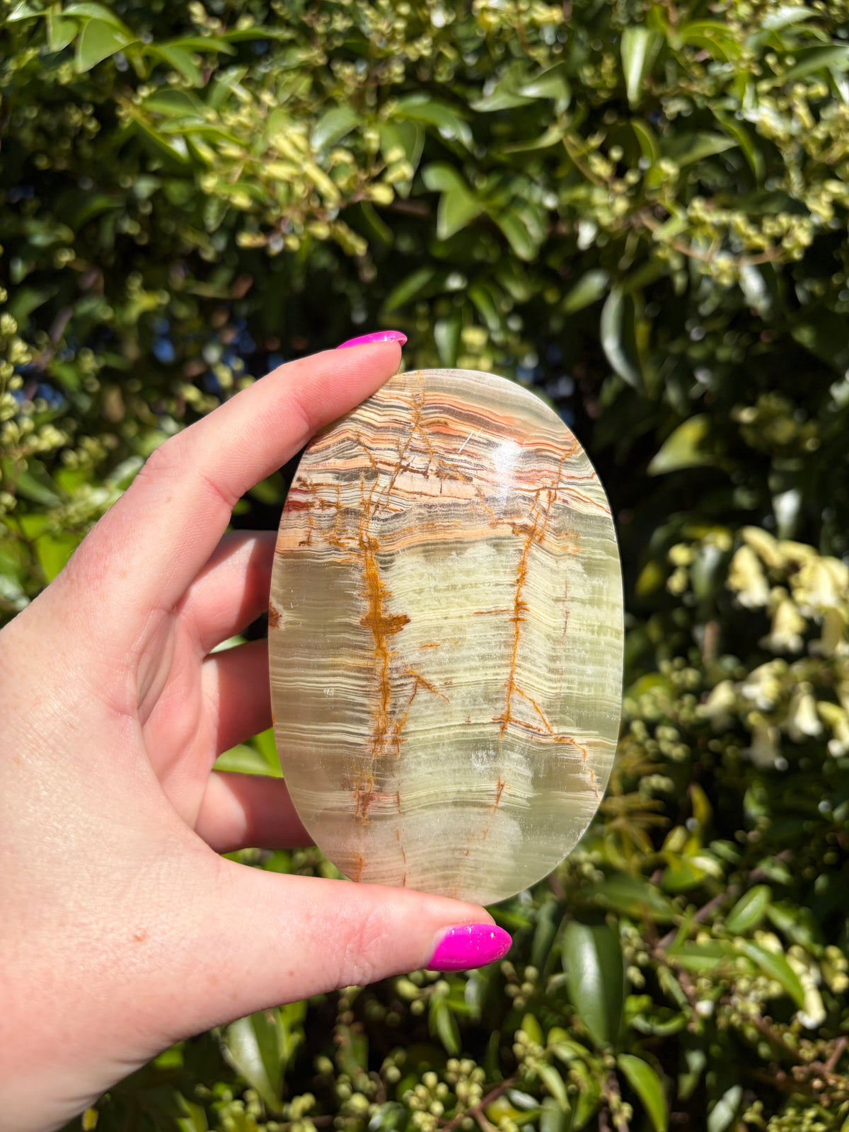 Banded Calcite Large Palm Stone B