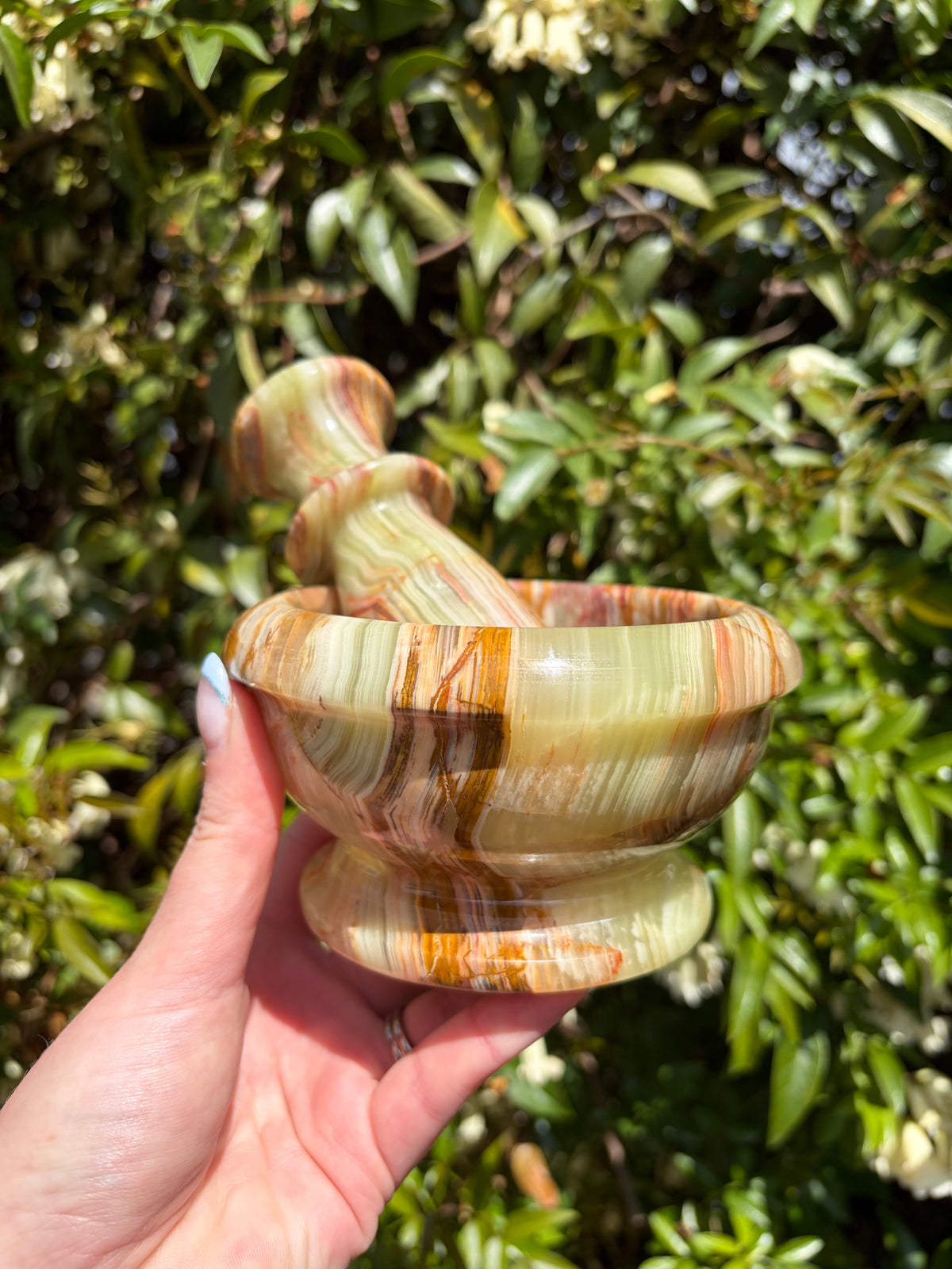Banded Calcite Mortar & Pestle B