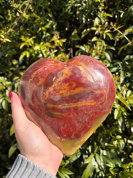 Banded Calcite Large Polished Heart 1.8kgs