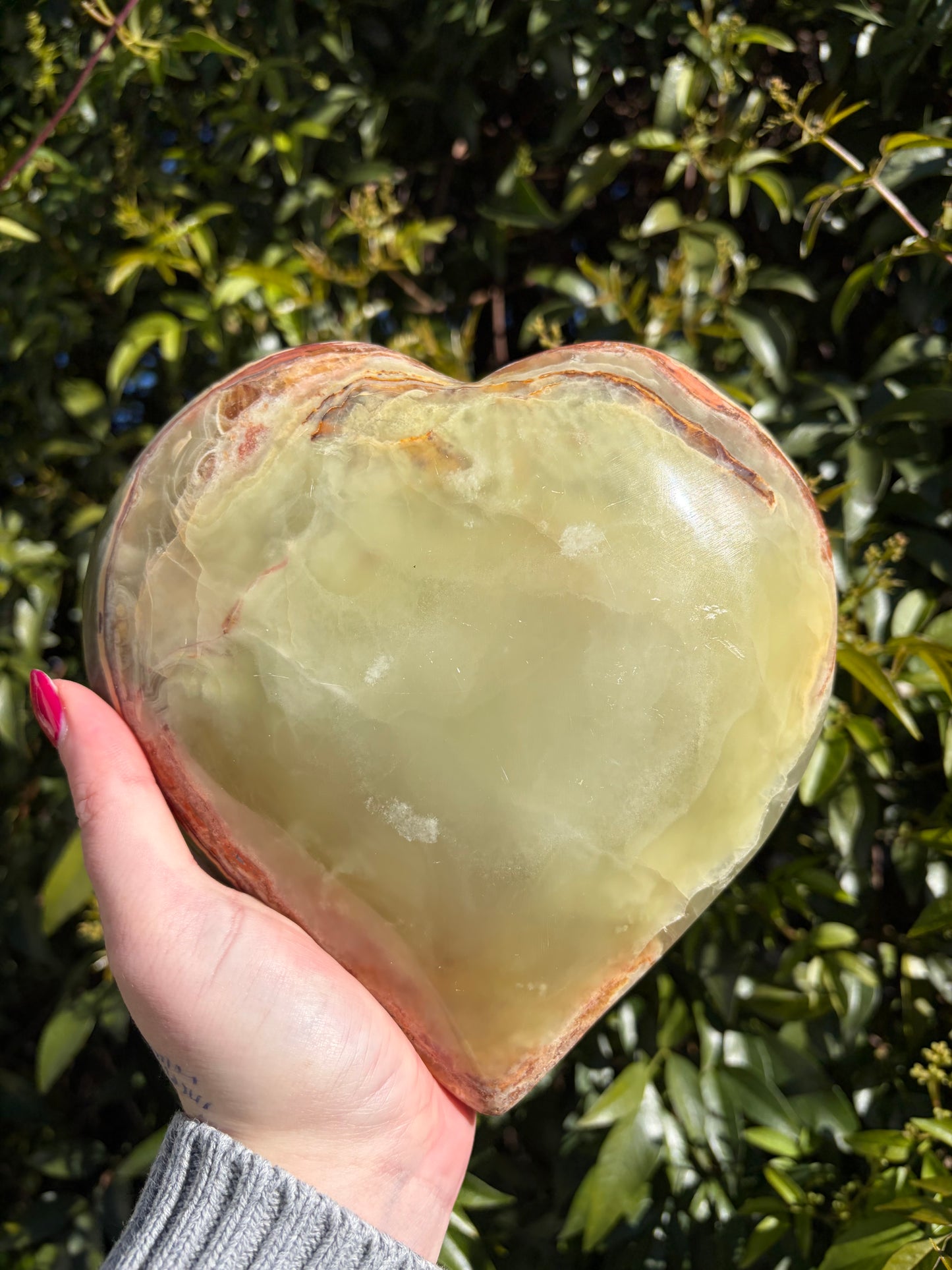 Banded Calcite Large Polished Heart 1.8kgs