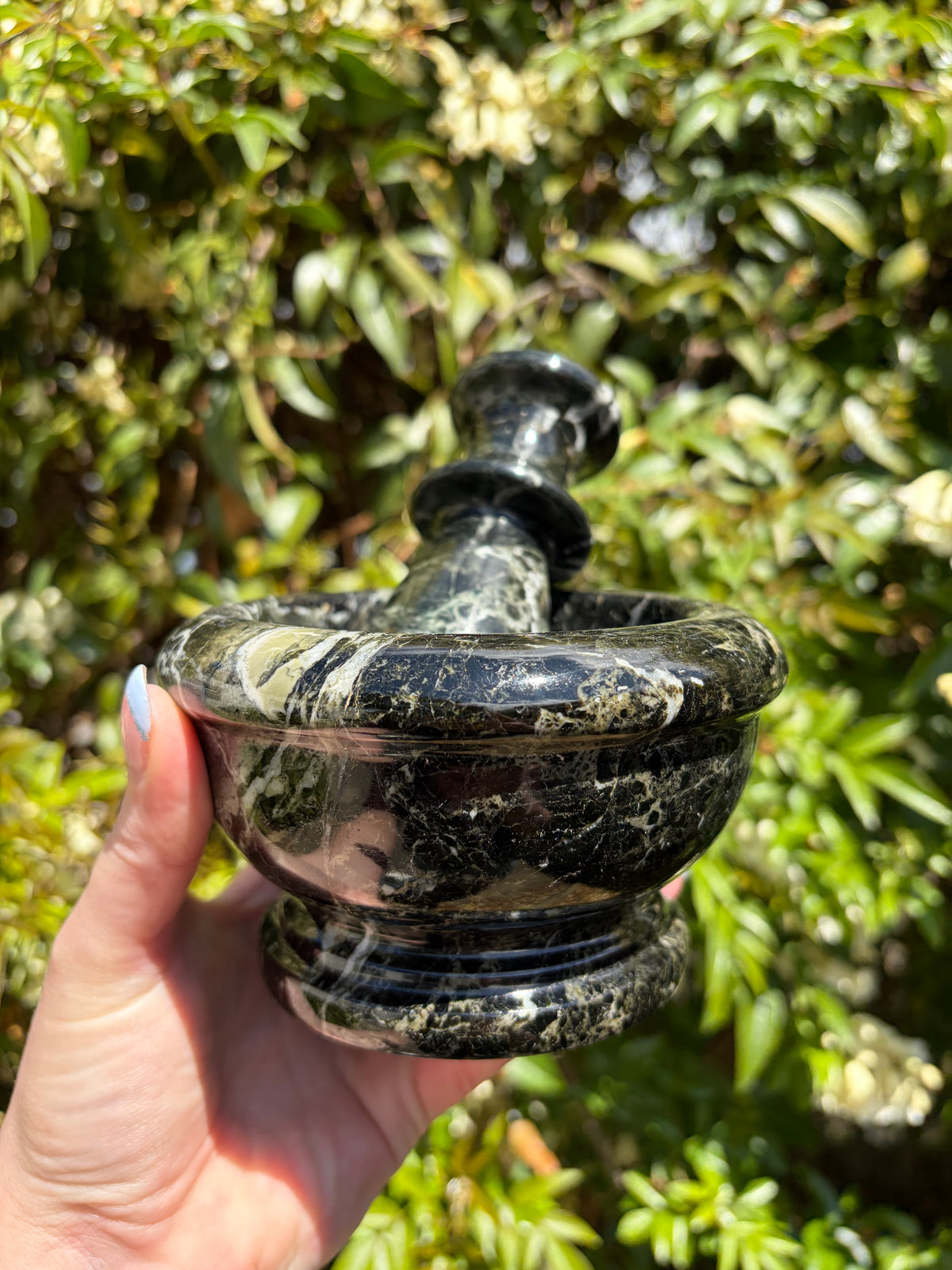 Black Marble Polished Mortar & Pestle A
