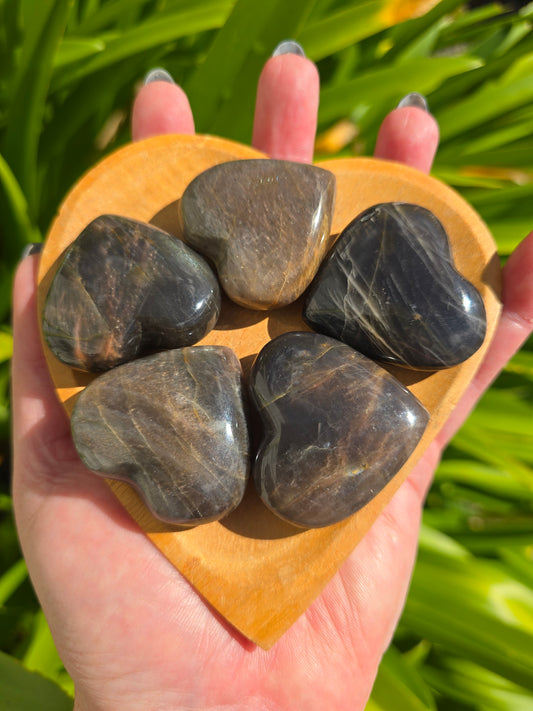 Black Moonstone Small Heart