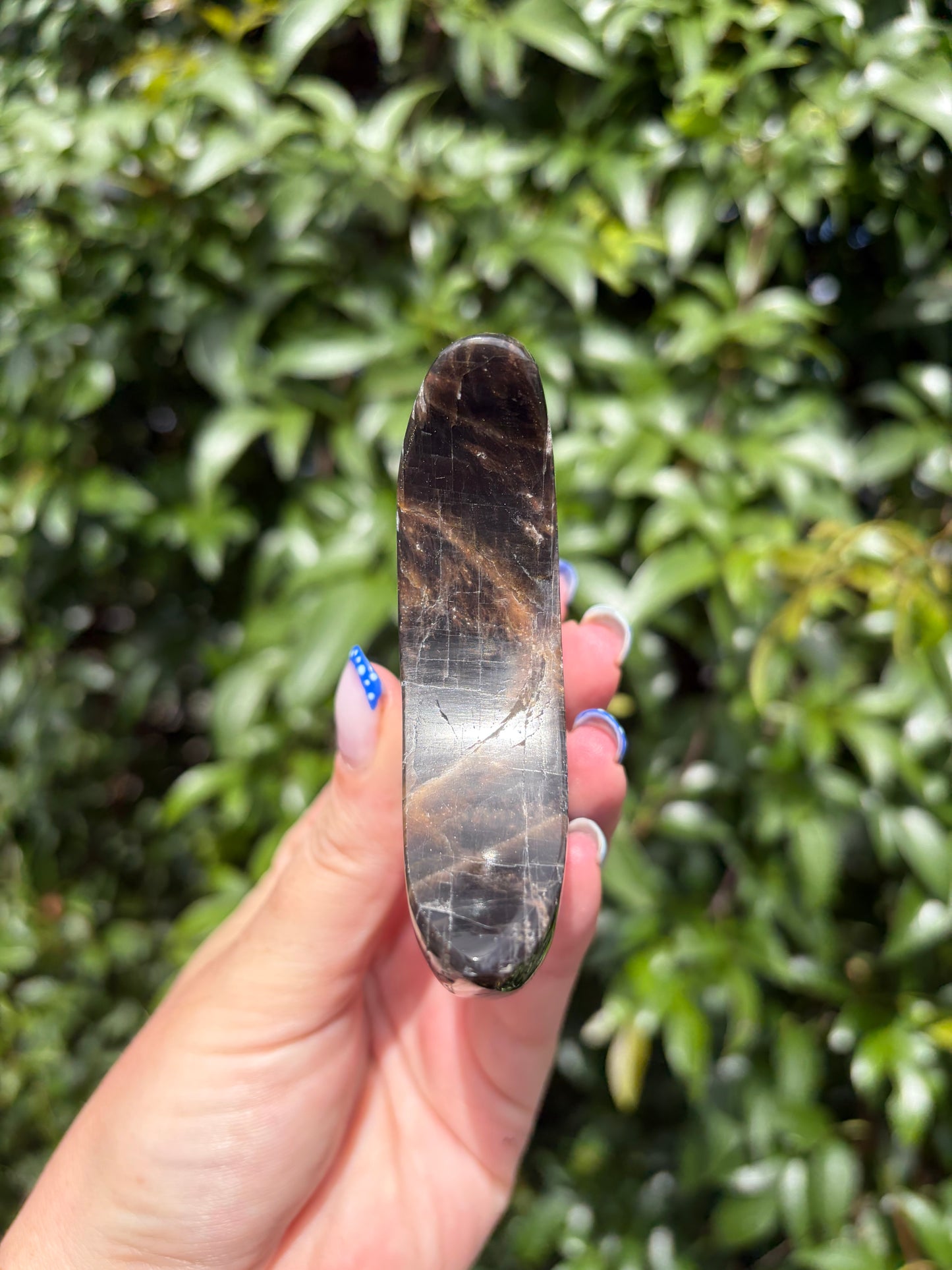 Black Moonstone Self Standing Moon A "CHIPPED"