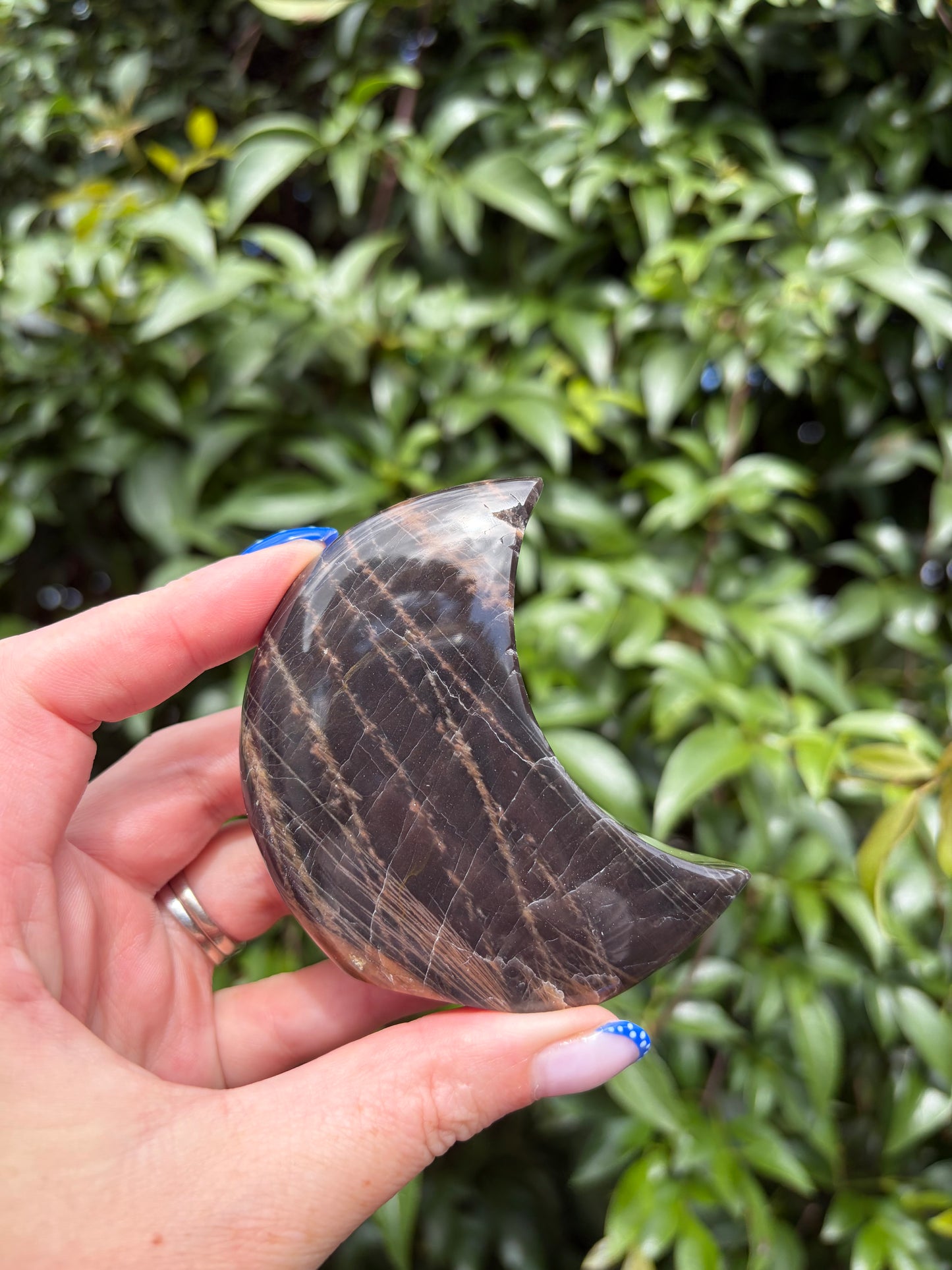 Black Moonstone Self Standing Moon B "CHIPPED"