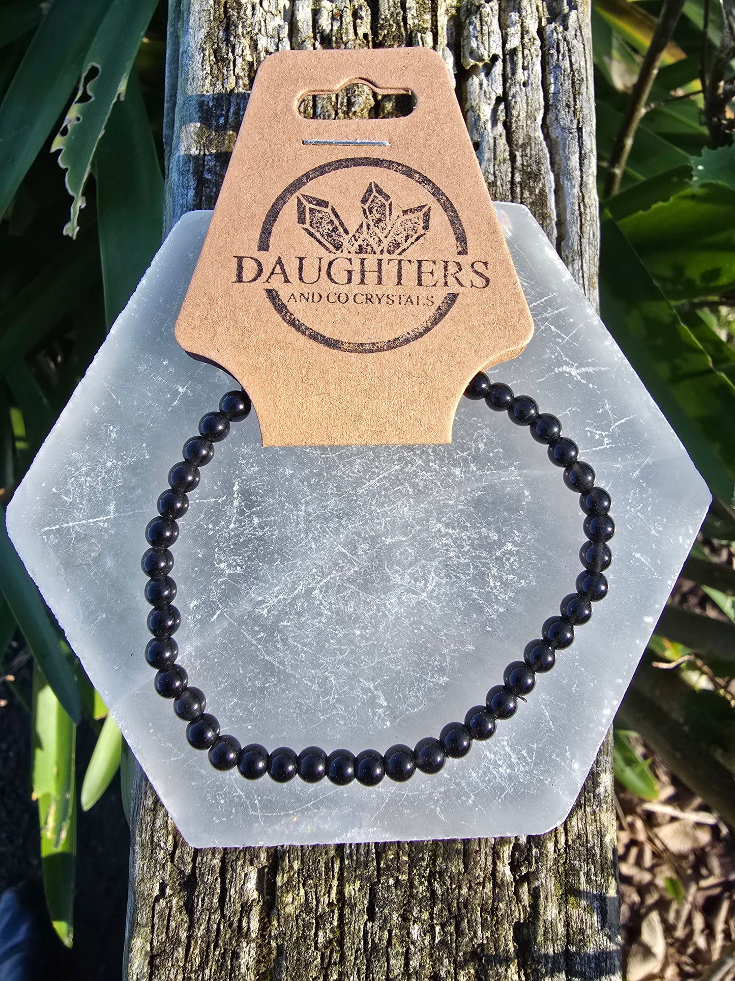 Black Obsidian | Round Bead Bracelet 4 mm