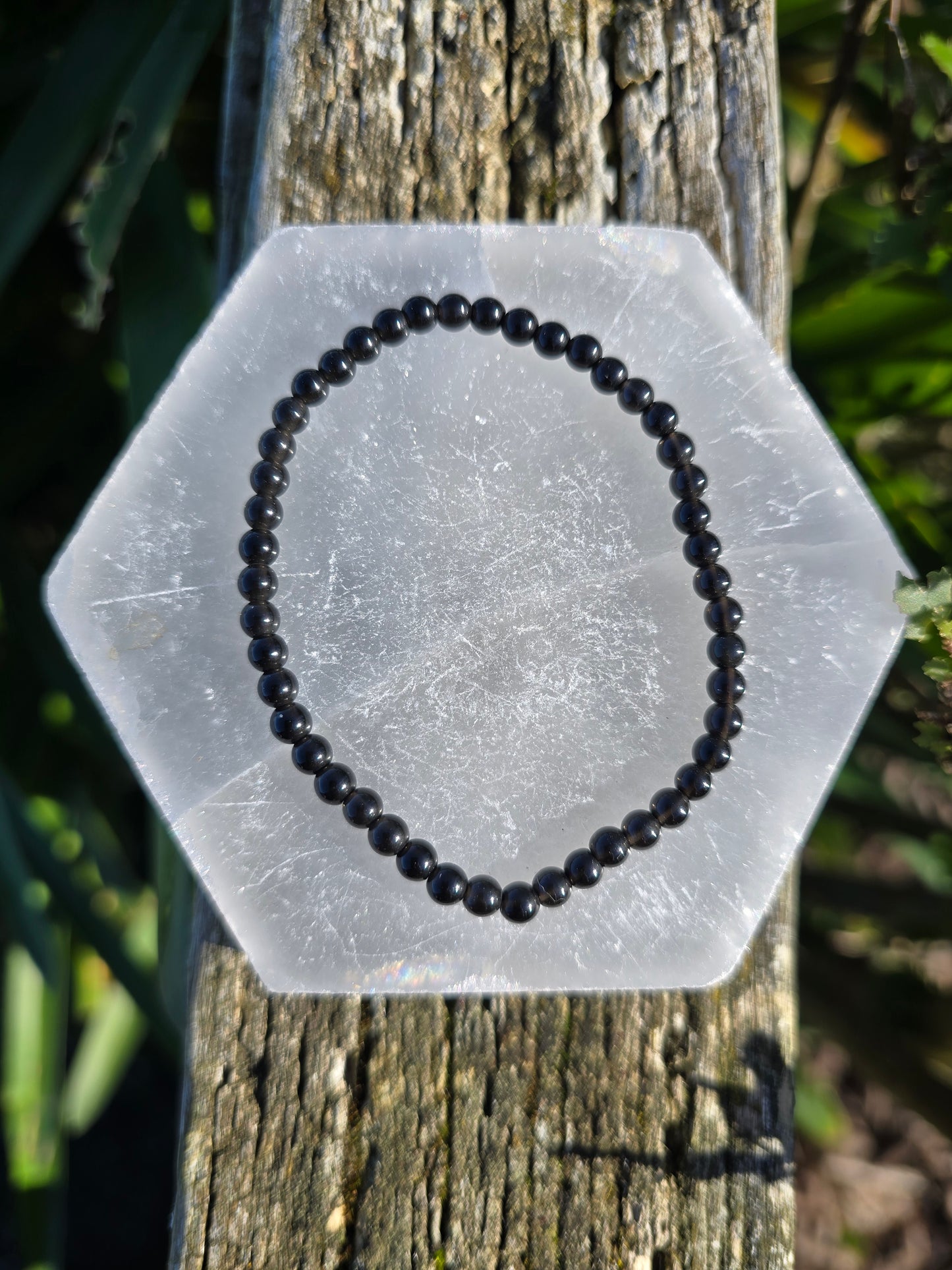 Black Obsidian | Round Bead Bracelet 4 mm
