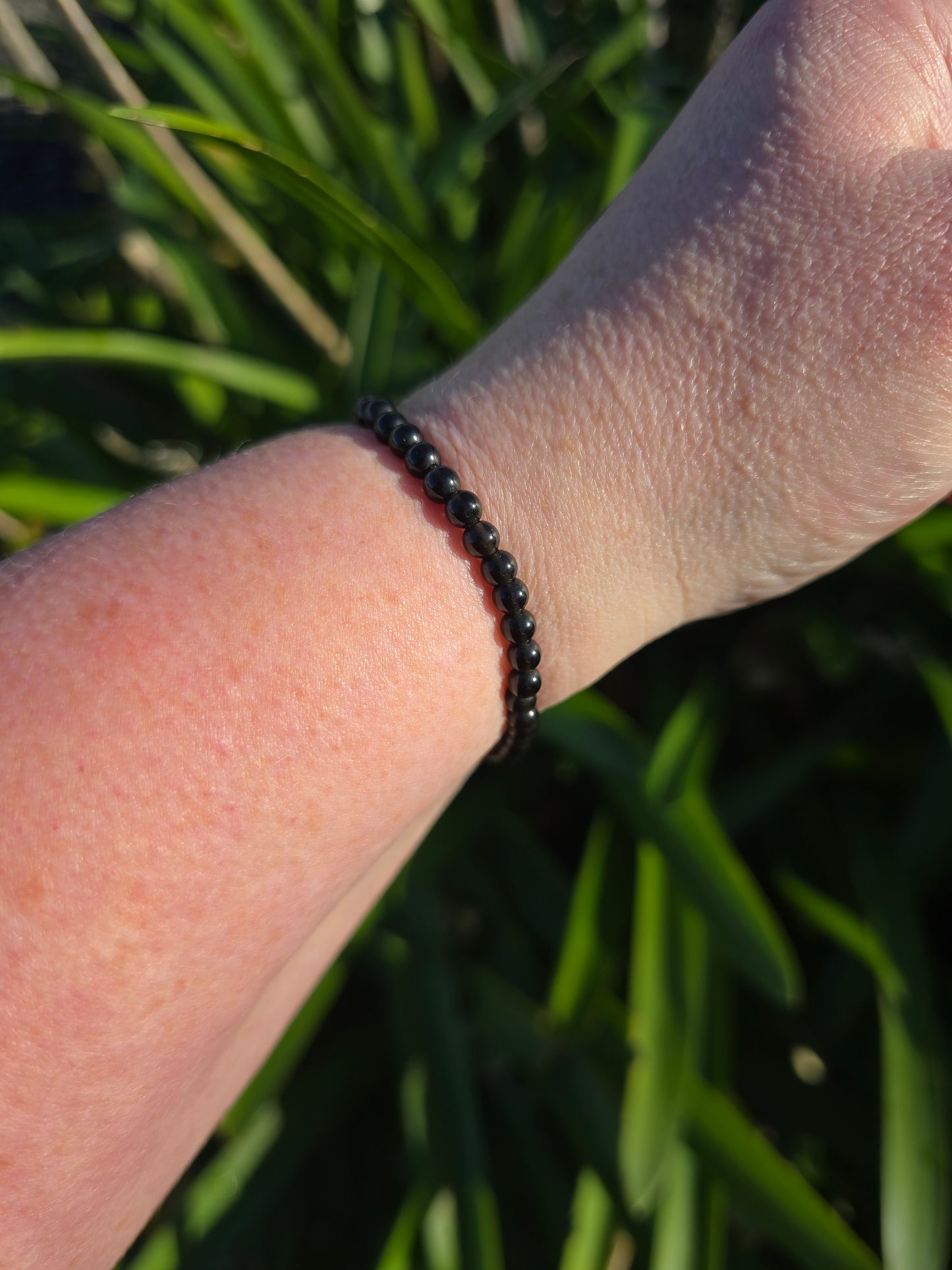 Black Obsidian | Round Bead Bracelet 4 mm