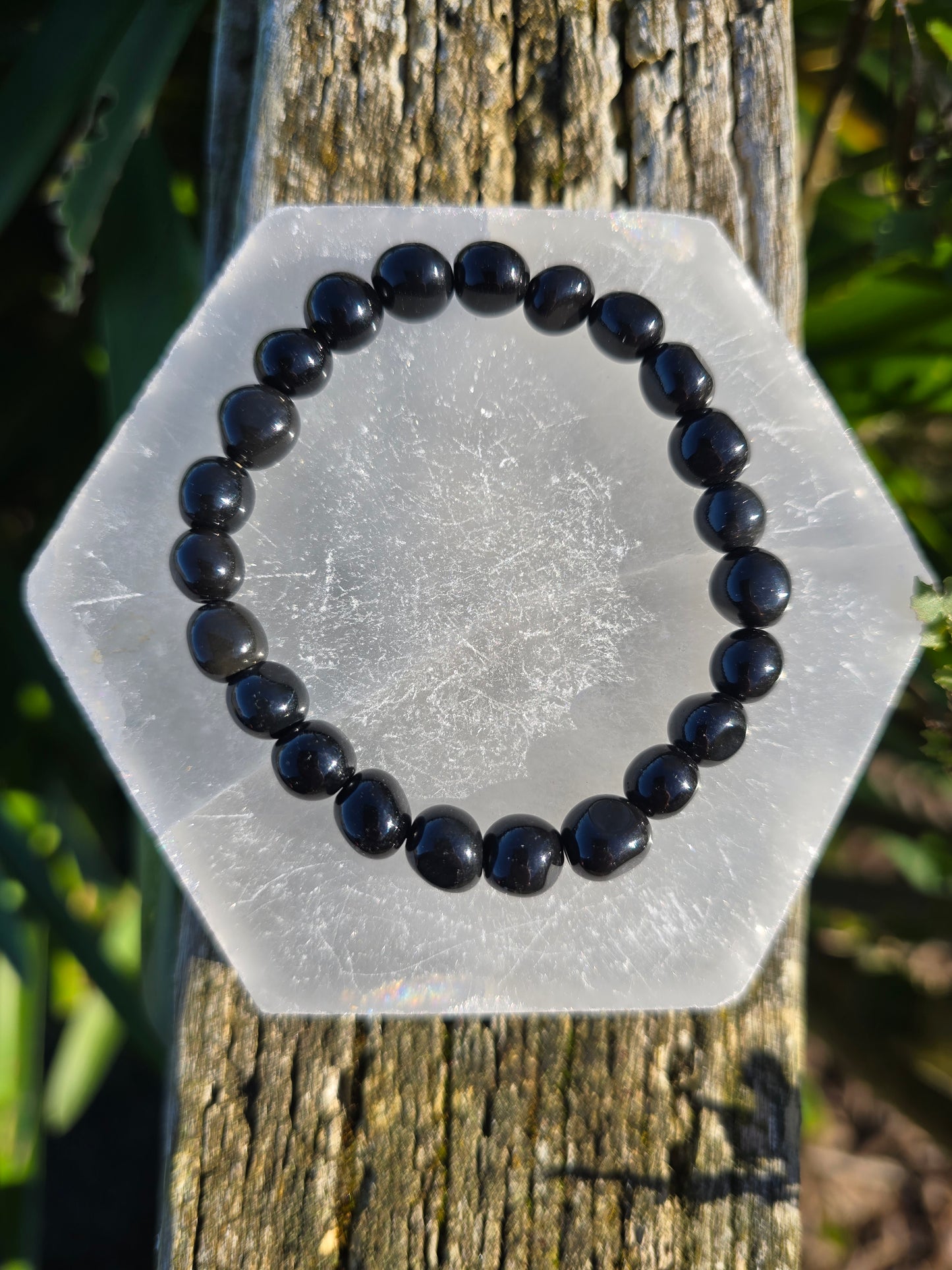 Black Obsidian | Nugget Crystal Bead Bracelet 6 mm
