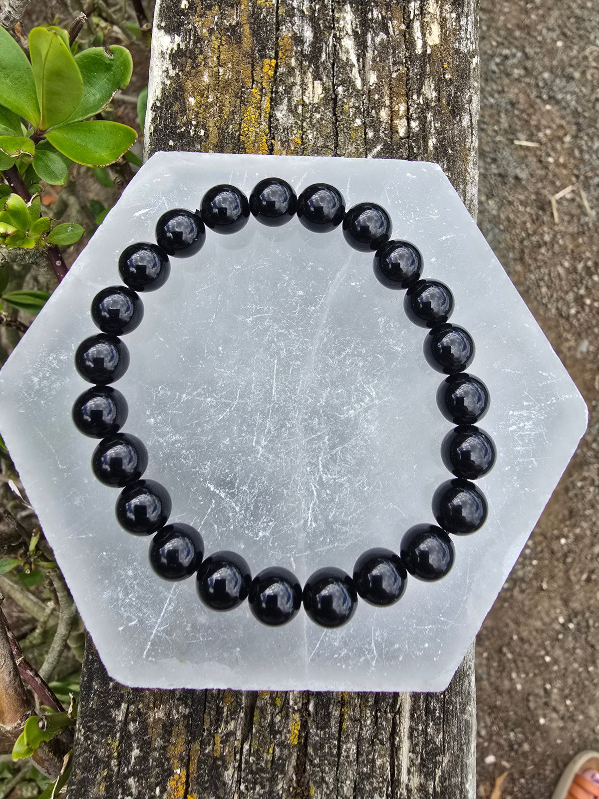 Black Obsidian | Round Bead Bracelet 8 mm