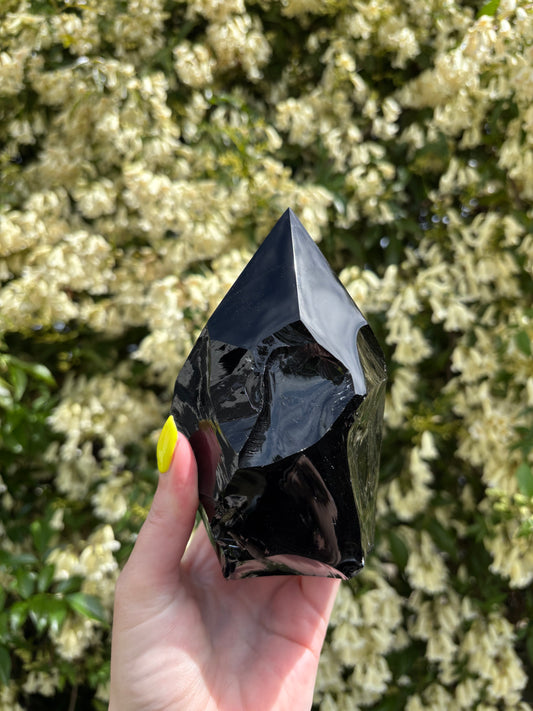 Black Obsidian Semi Polished Point A