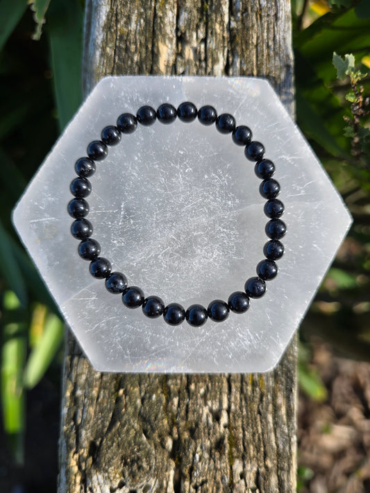 Black Tourmaline | Round Bead Bracelet 6 mm