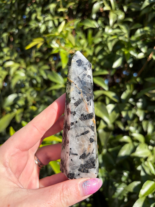 Black Tourmaline & Quartz Point A