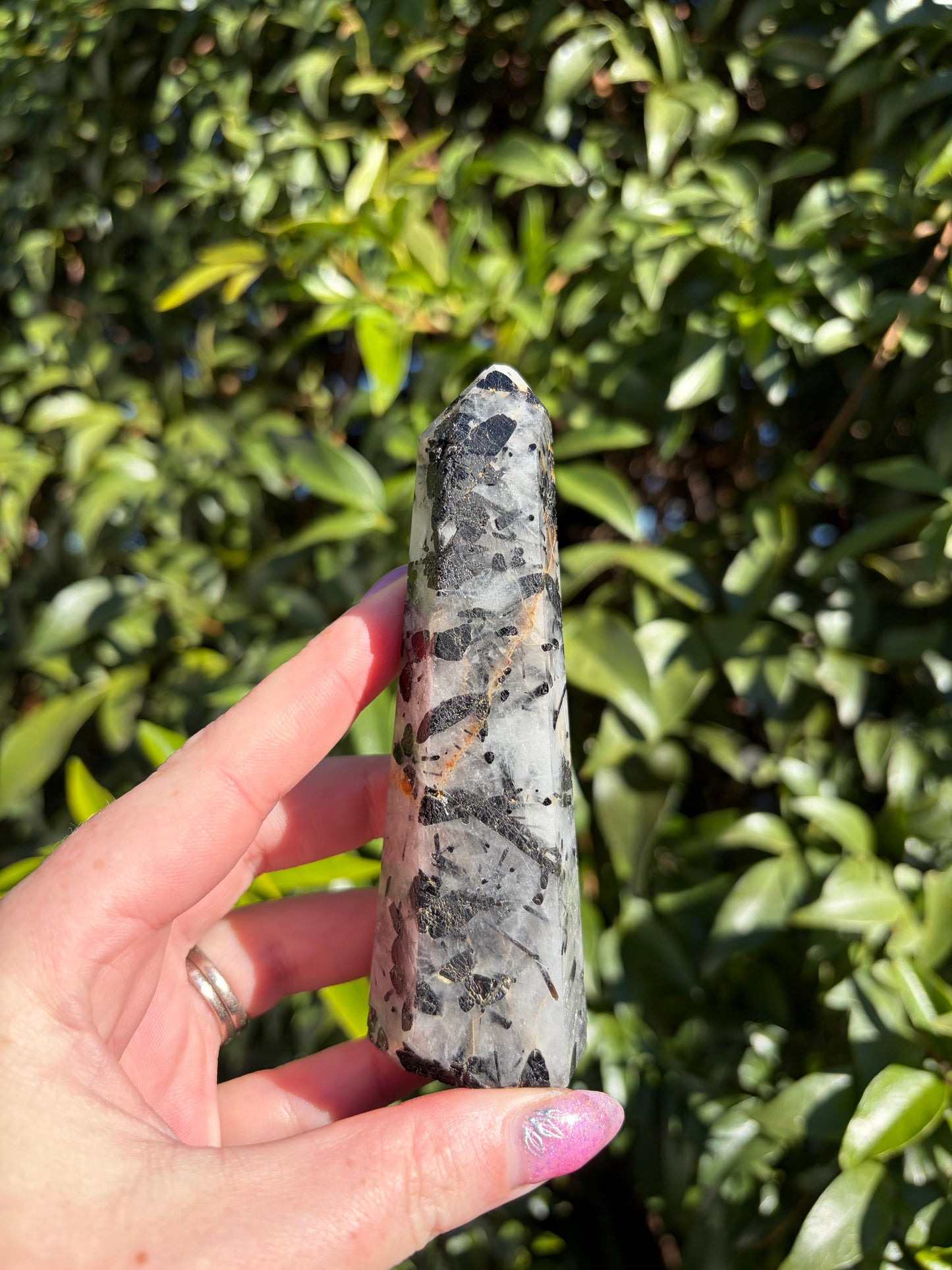 Black Tourmaline & Quartz Point A